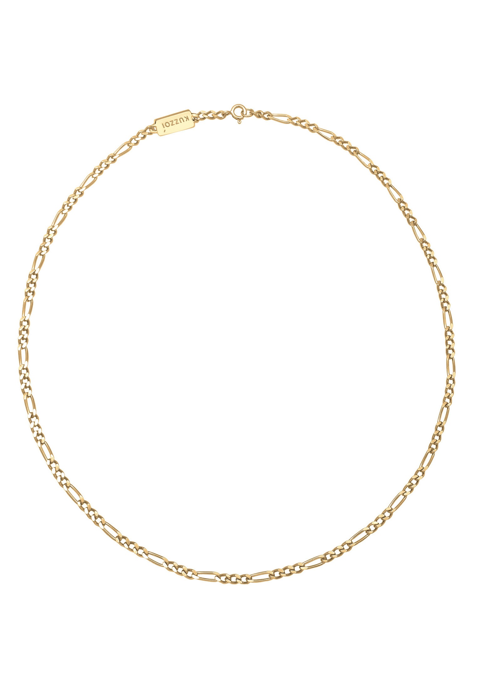 Silberkette KUZZOI "Herrn Figaro Oxidiert Massiv Mann 925 Silber" Gr. 50, gold, Halsketten, Herren, 50, ohne Stein, Silber 925 (Sterlingsilber), L: 50, Silberkette 2