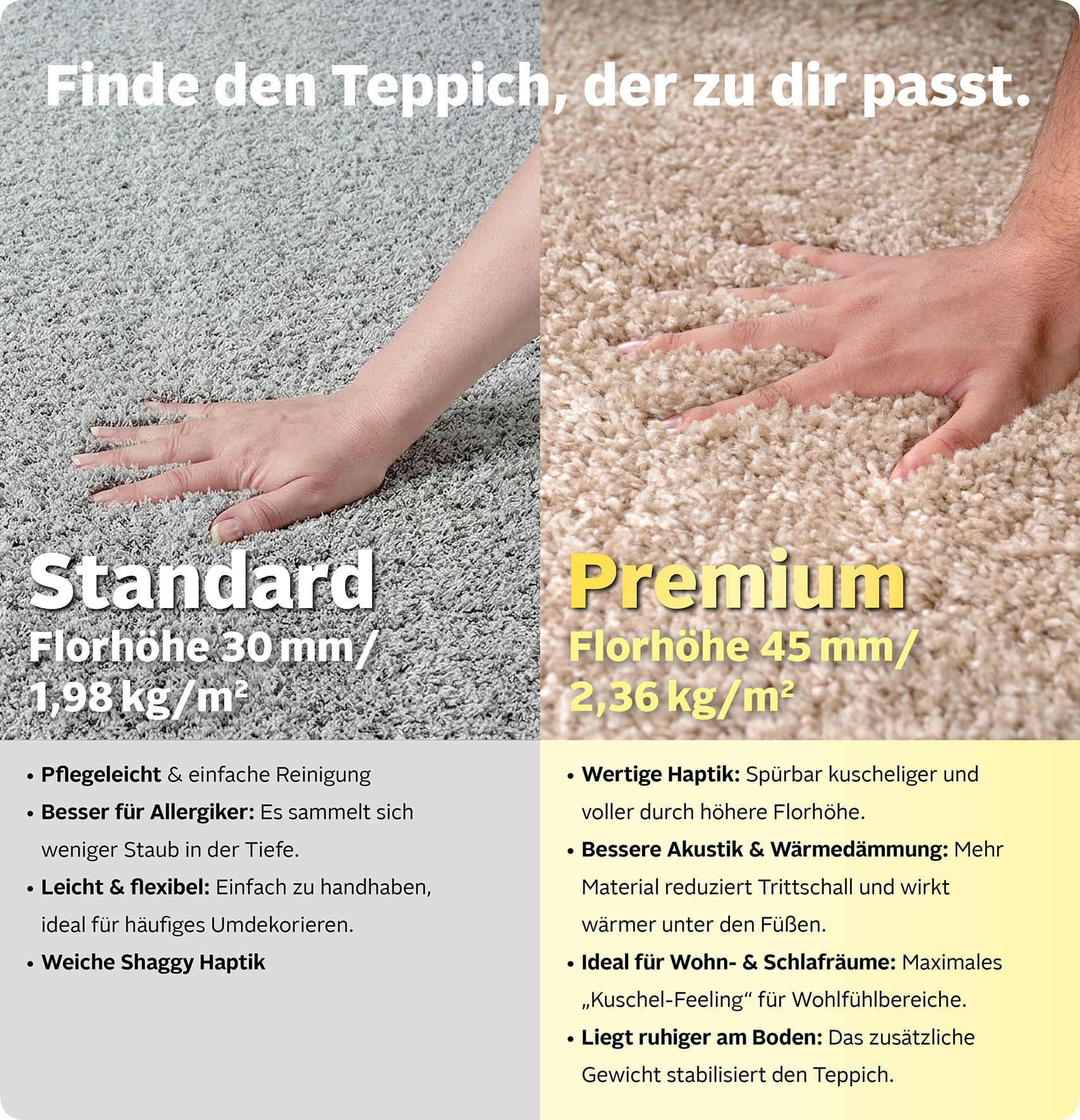 OTTO home Hochflor-Teppich »Viva Shaggy, in Standard- und Premium-Qualität, 30 mm oder 45 mm Höhe« rechteckig 30 mm Höhe Uni Farben, einfarbig, besonders weich und kuschelig, Kundenliebling