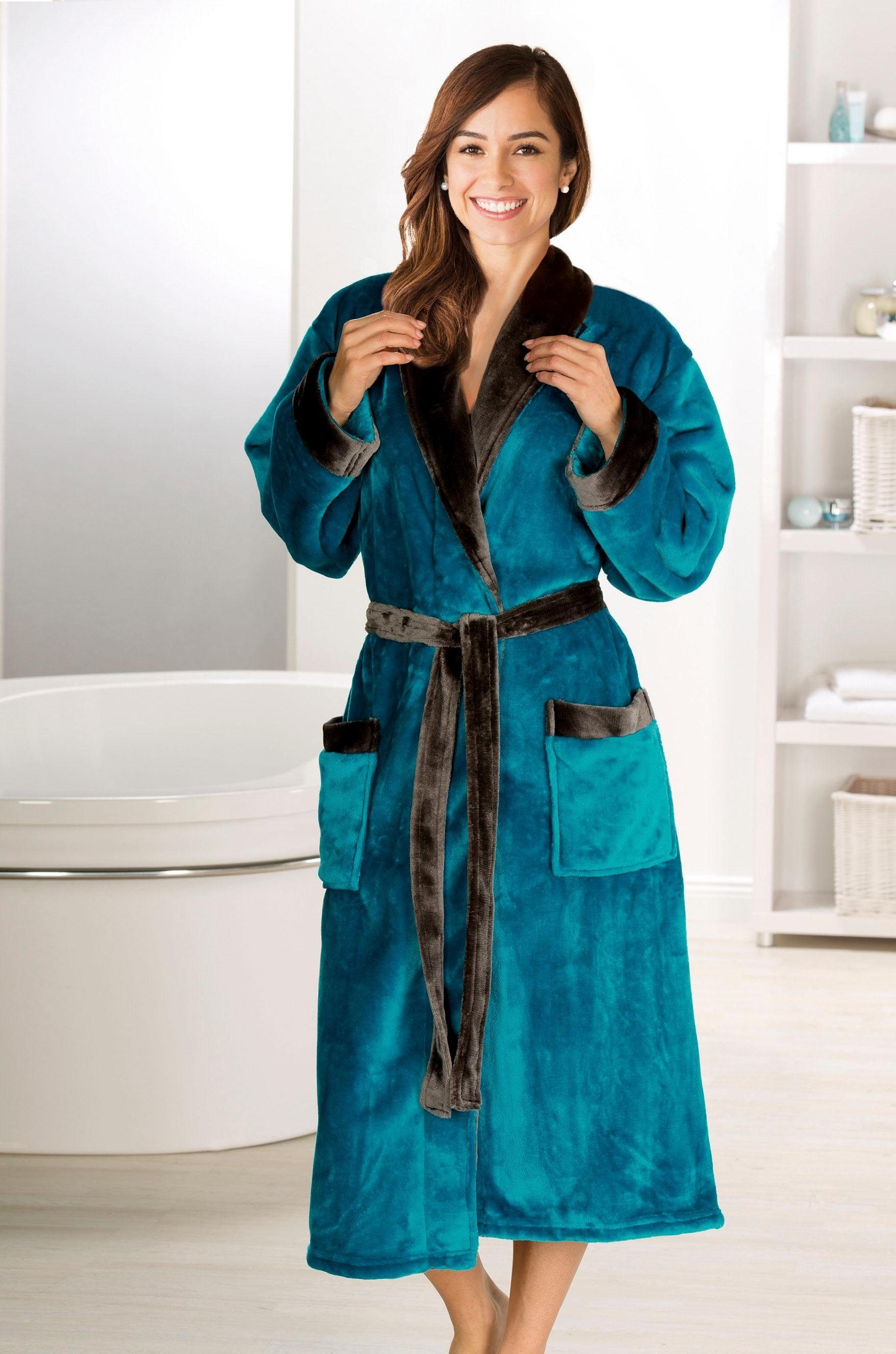 Gözze Unisex-Bademantel "Seidenfeeling, ideal für Sauna & Spa, Hotelbademantel, Morgenmantel" 1 Stk. für Damen & Herren, mit edlem Glanz, lang
