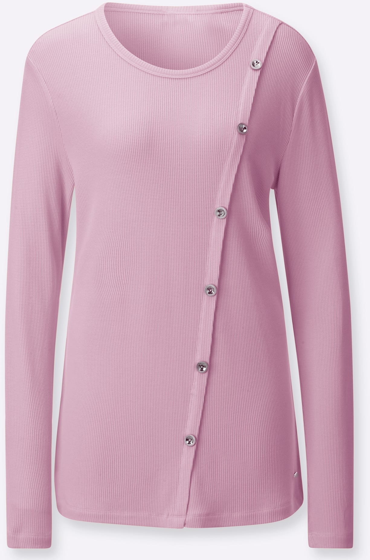 Langarmshirt CASUAL LOOKS "Rundhals-Shirt", Damen, Gr. 54, rosé, 95% Viskose, 5% Elasthan, unifarben, Rundhals, Shirts Langarmshirt 3
