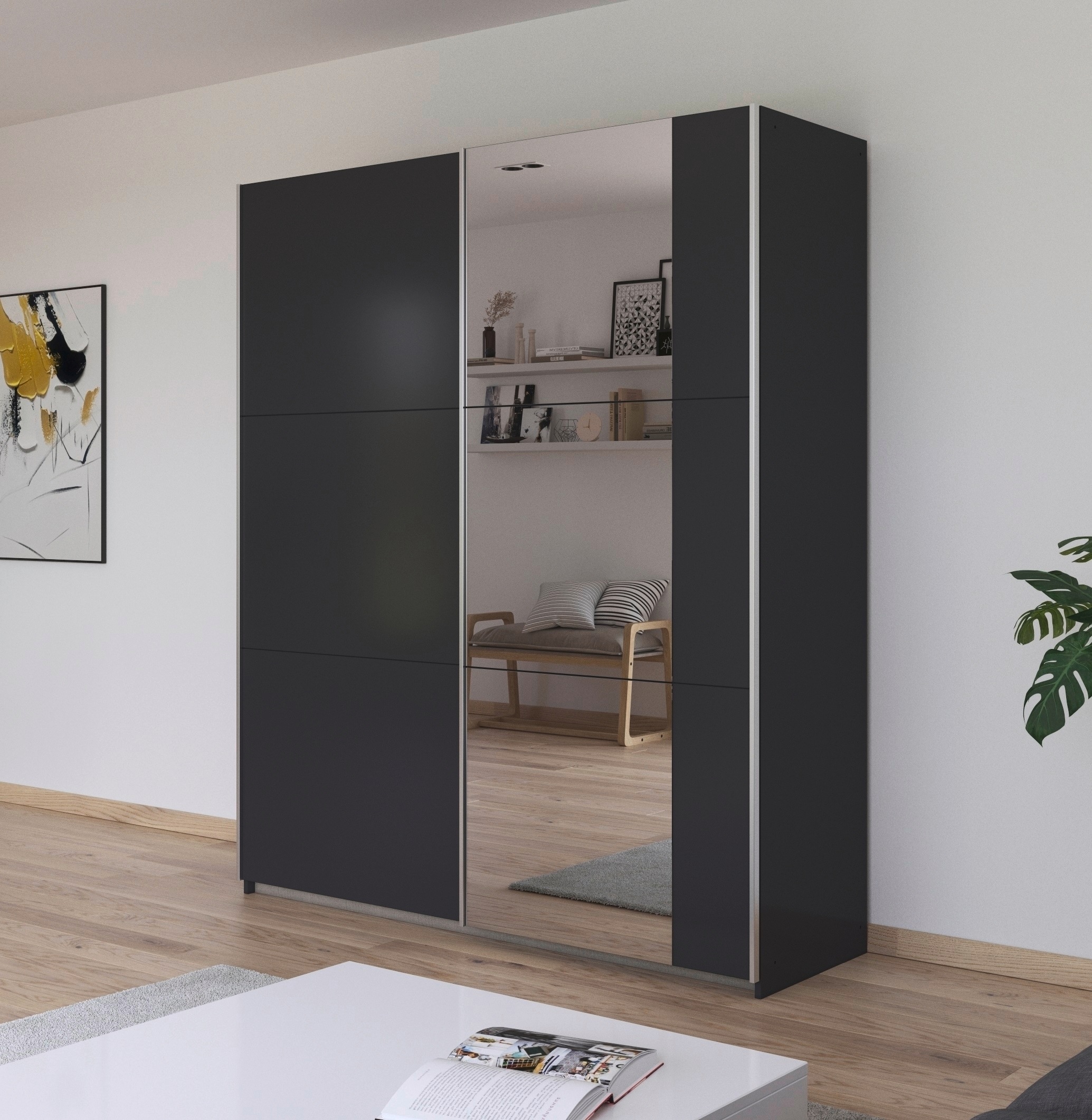 rauch Schwebetürenschrank "Kleiderschrank Schrank Garderobe AURELIO" 3 Ausstattungen BASIC/CLASSIC/PREMIUM (inkl. SOFT-CLOSE-FUNKTION), zeitloses Design, viele Farben, Breiten 175/218/261 cm MADE IN GERMANY