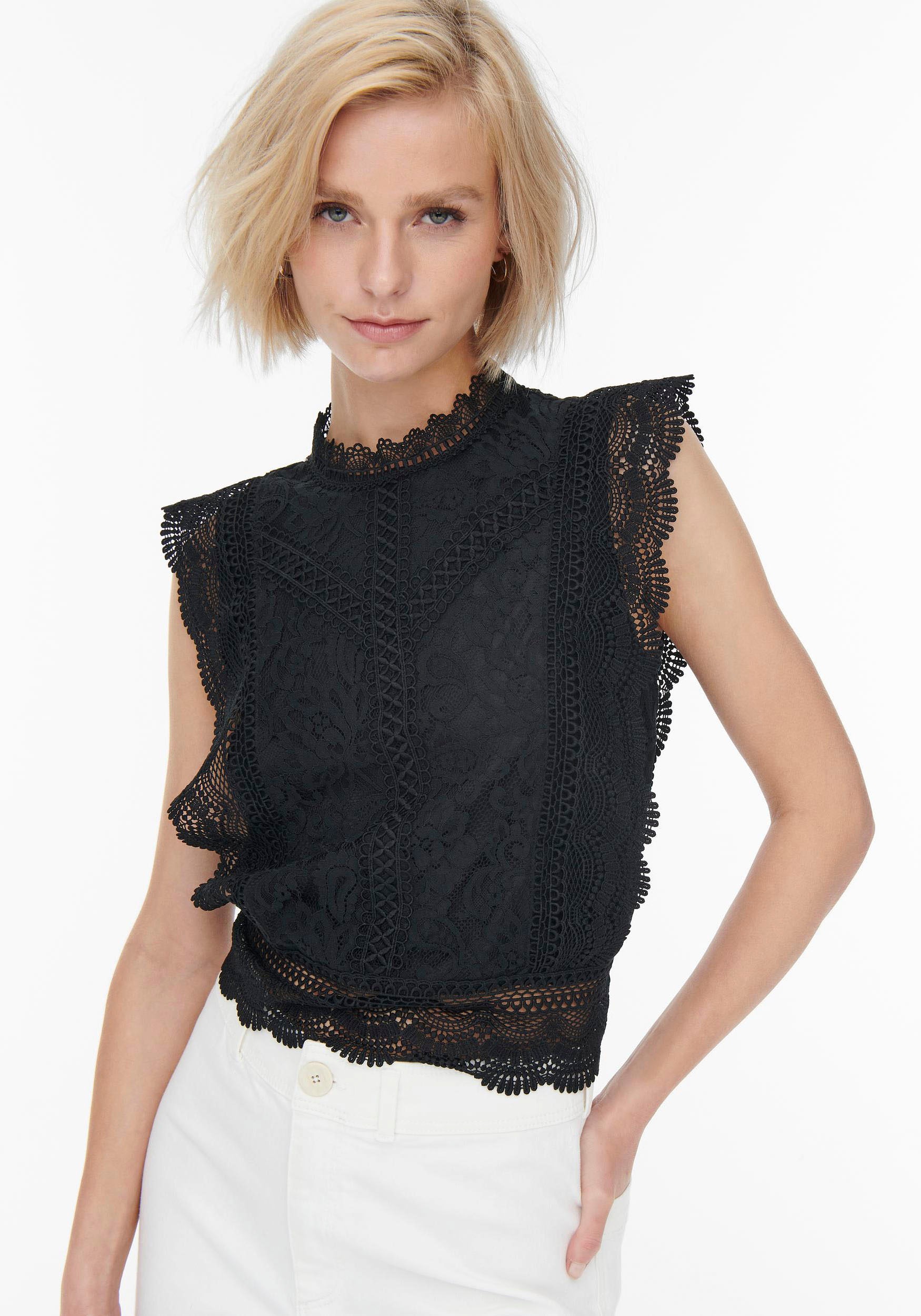 ONLY Spitzenshirt "ONLKARO – Spitzentop mit Stehkragen für elegante Looks", günstig online kaufen