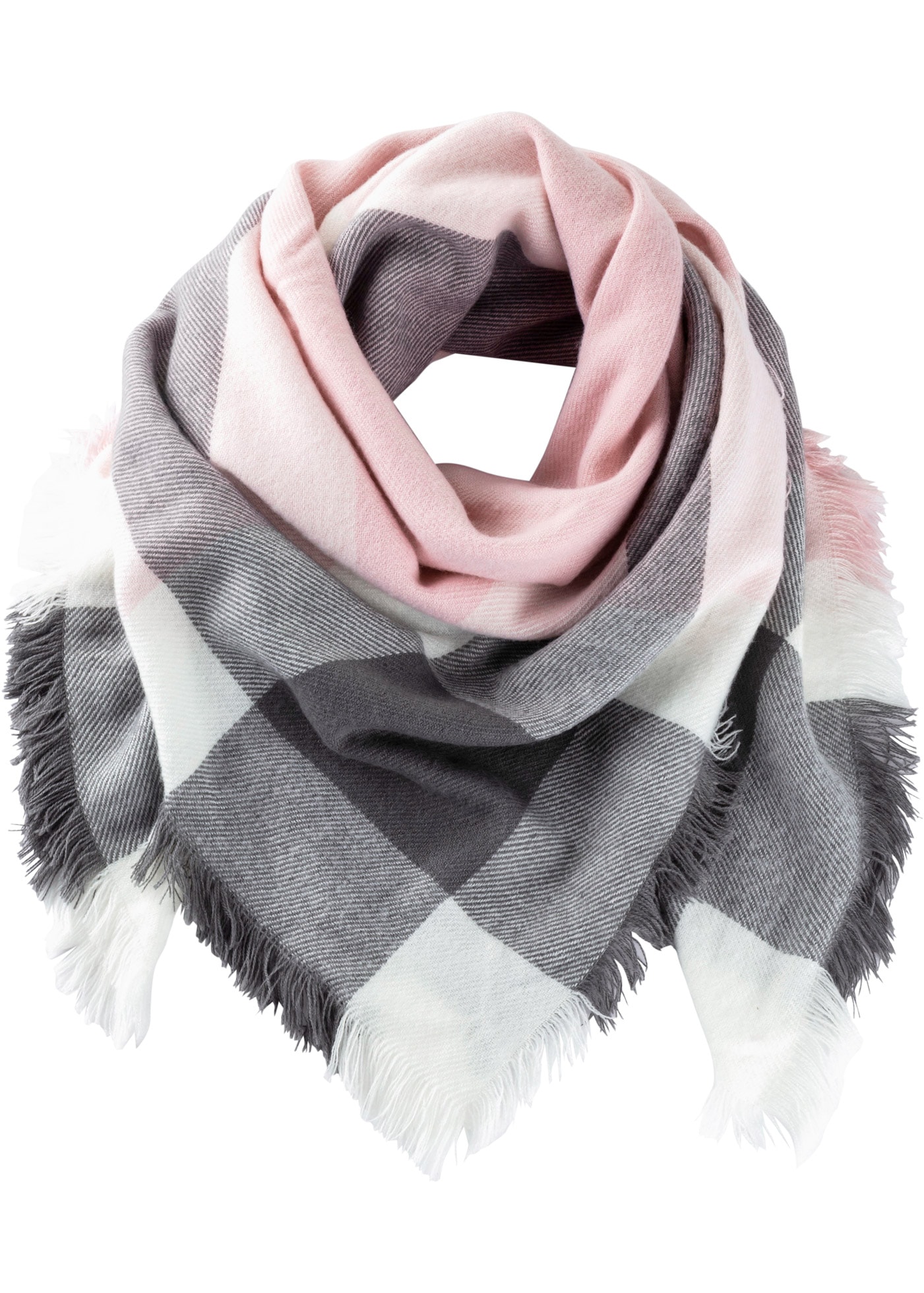 bonprix Halstuch aus Polyacryl und Polyester, mehrfarbig, mit Fransen günstig online kaufen