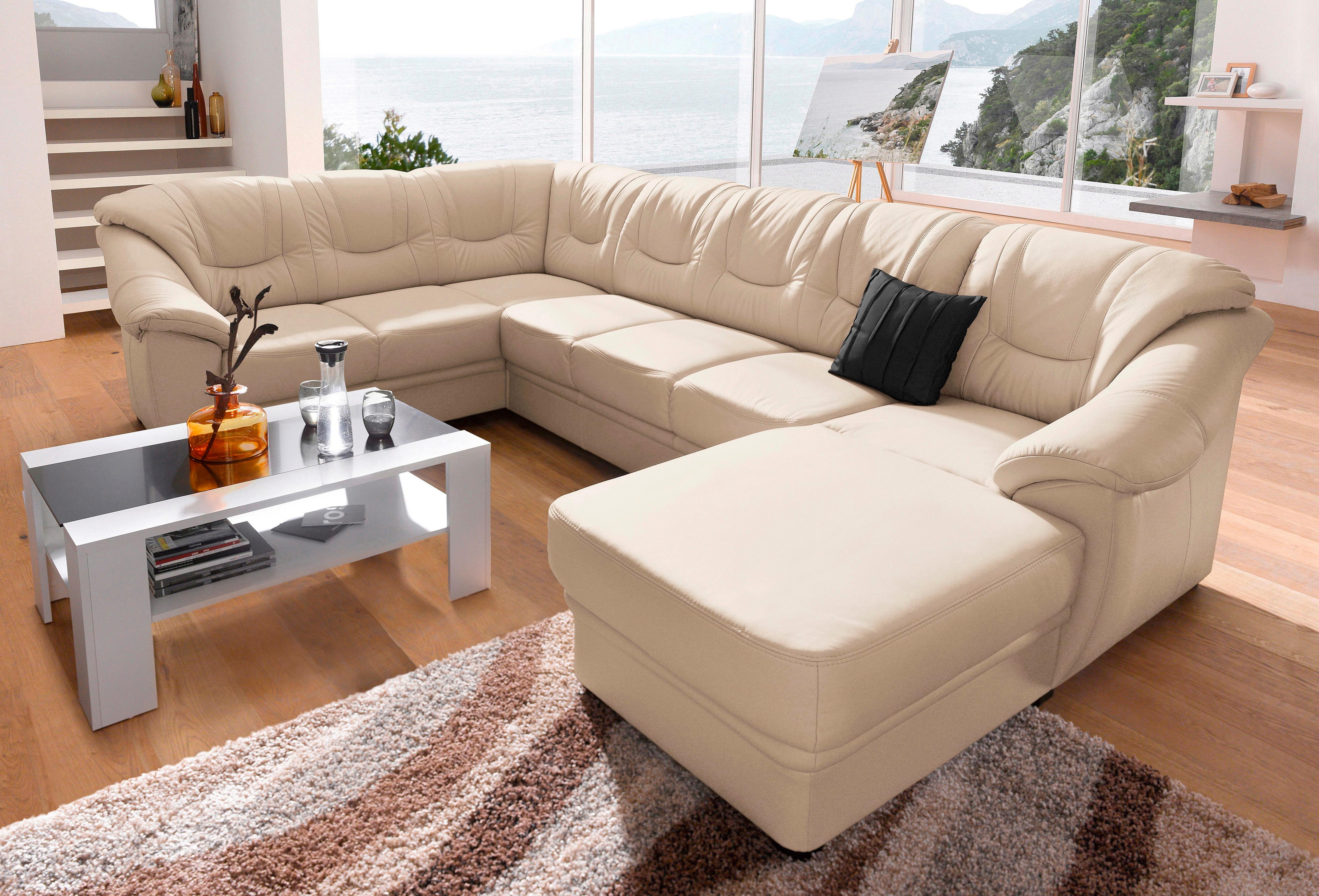 sit&more Wohnlandschaft "Savona, U-Form, B: 320 cm, Bettfunktion wählbar, Federkern-Polsterung" Komfortable Sitzhöhe 46 cm, Liegefläche 120 x 250 cm bei Bettfunktion