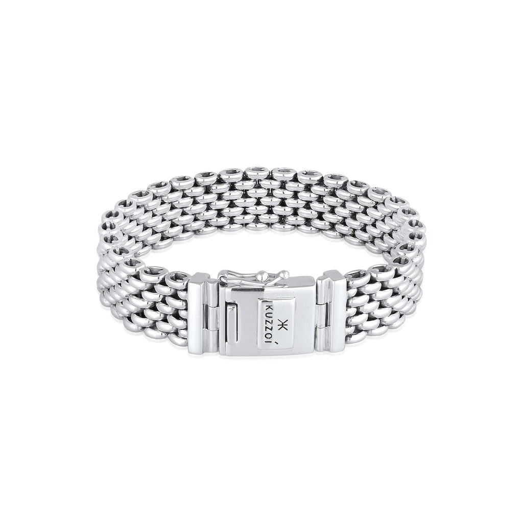 Kuzzoi Armband »Herren Breit Massiv Kastenverschluss 925 Silber«