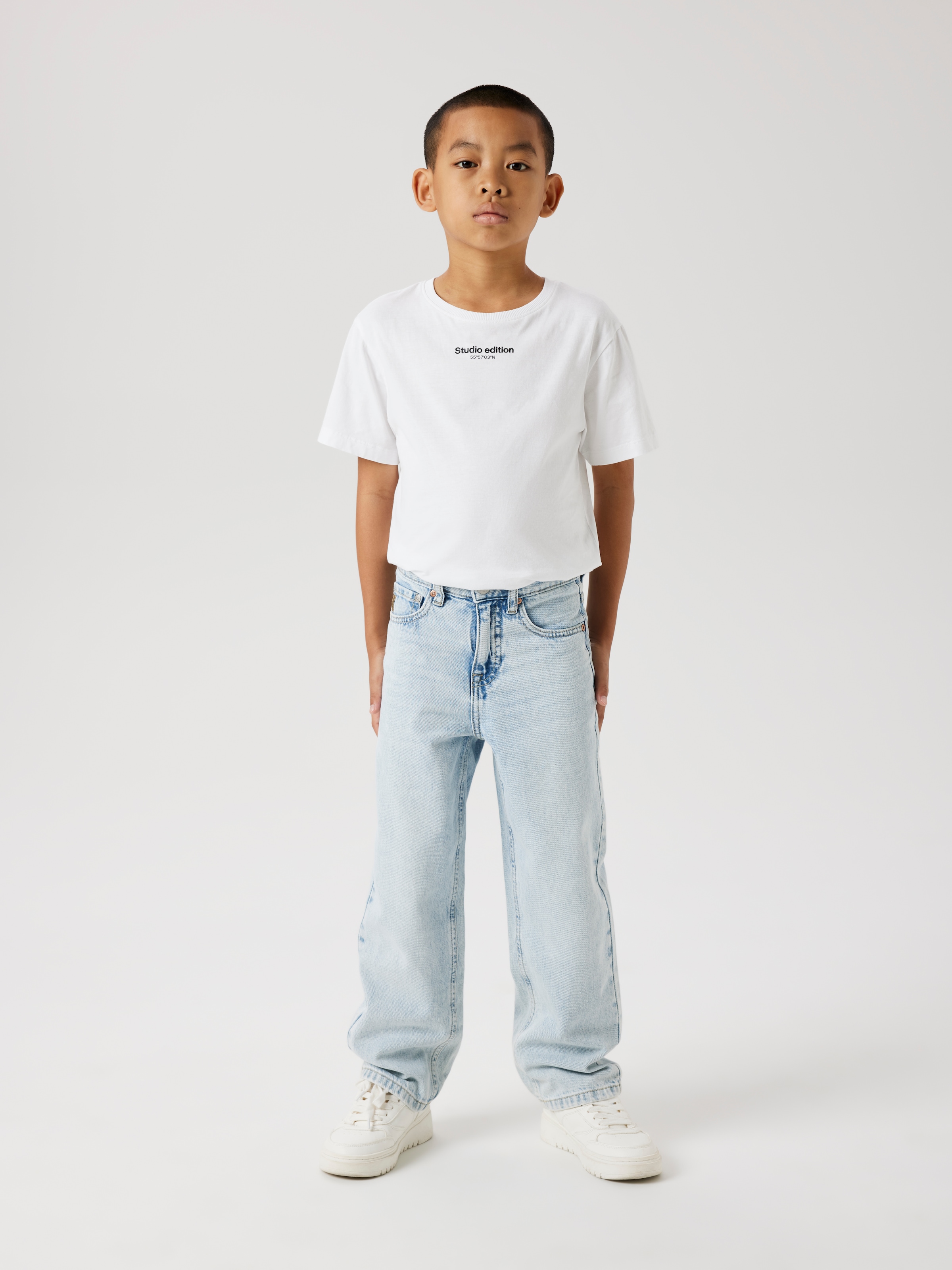 Name It Straight-Jeans »NKFROSE für Mädchen mit High Waist und weitem Bein«, unifarben, casual, loose fit, Baumwollmischung, Denim
