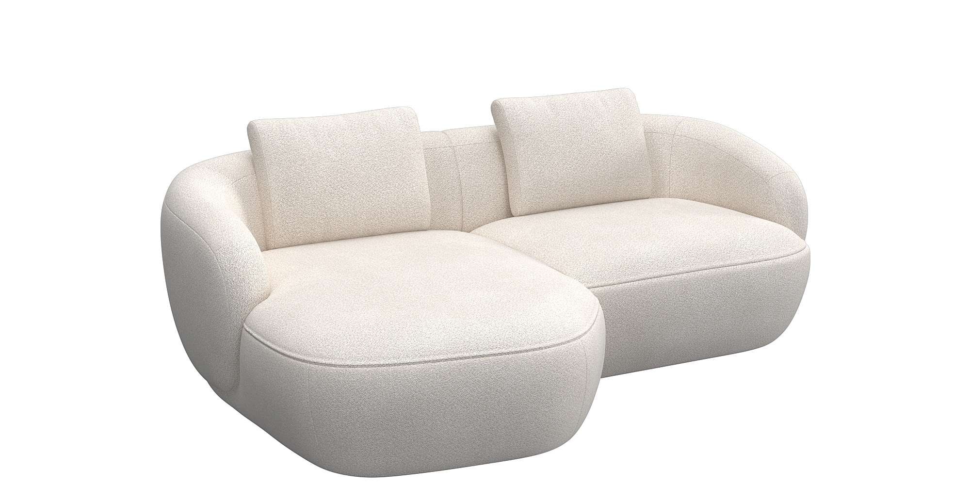 FLEXLUX Wohnlandschaft »Torino, rund, L-Form, Sofa-Ecke mit Recamiere, Longchair-Sofa«, Modernes, organisches Sofa-Design, Kaltschaum, Wellenunterfederung