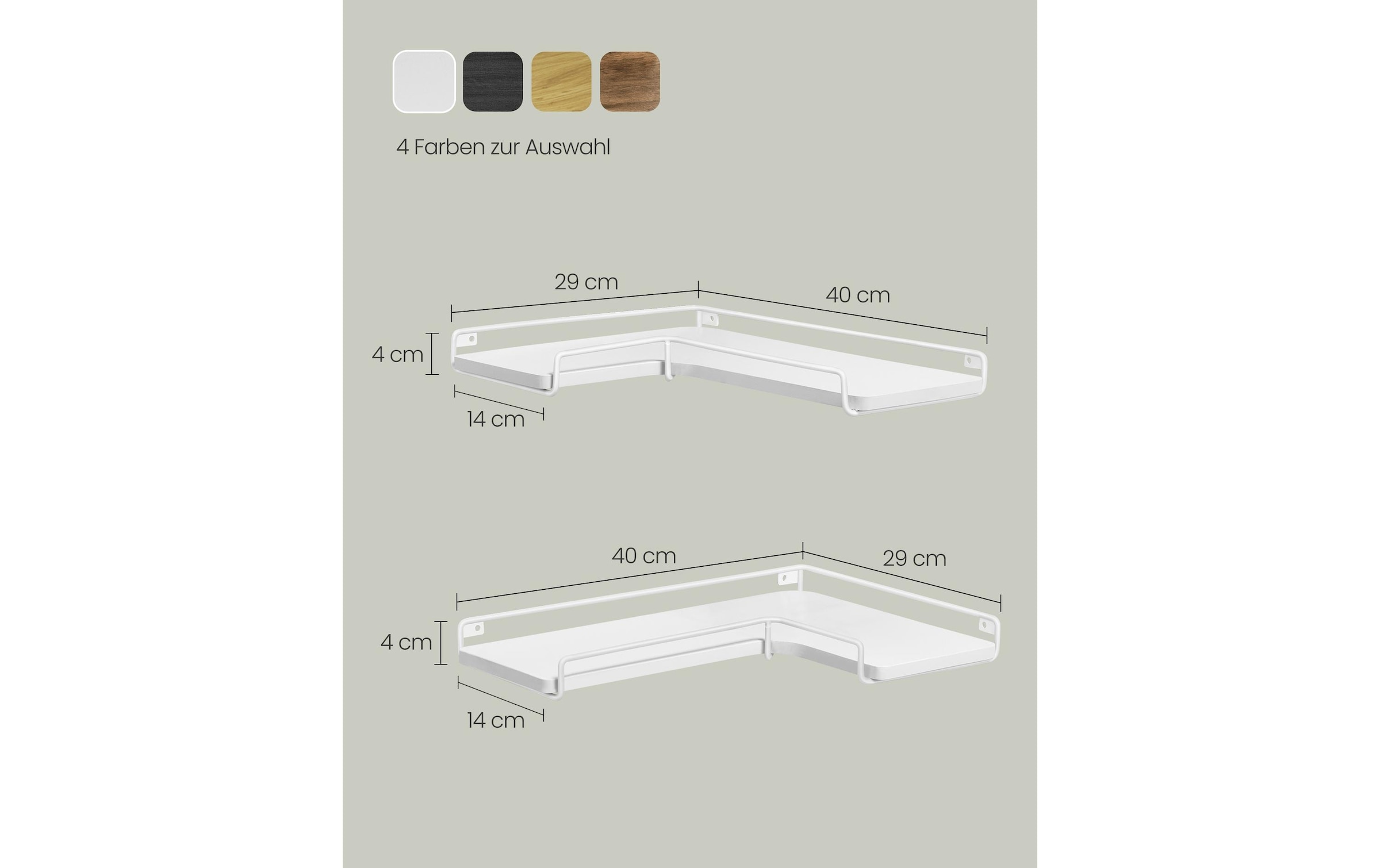 VASAGLE Eckregal »2er-Set 0,4 x 29 x 4 cm« 2 Stk. tlg. L-förmiges Eckregal-Set im Industrie-Design aus Holzwerkstoff + Stahl