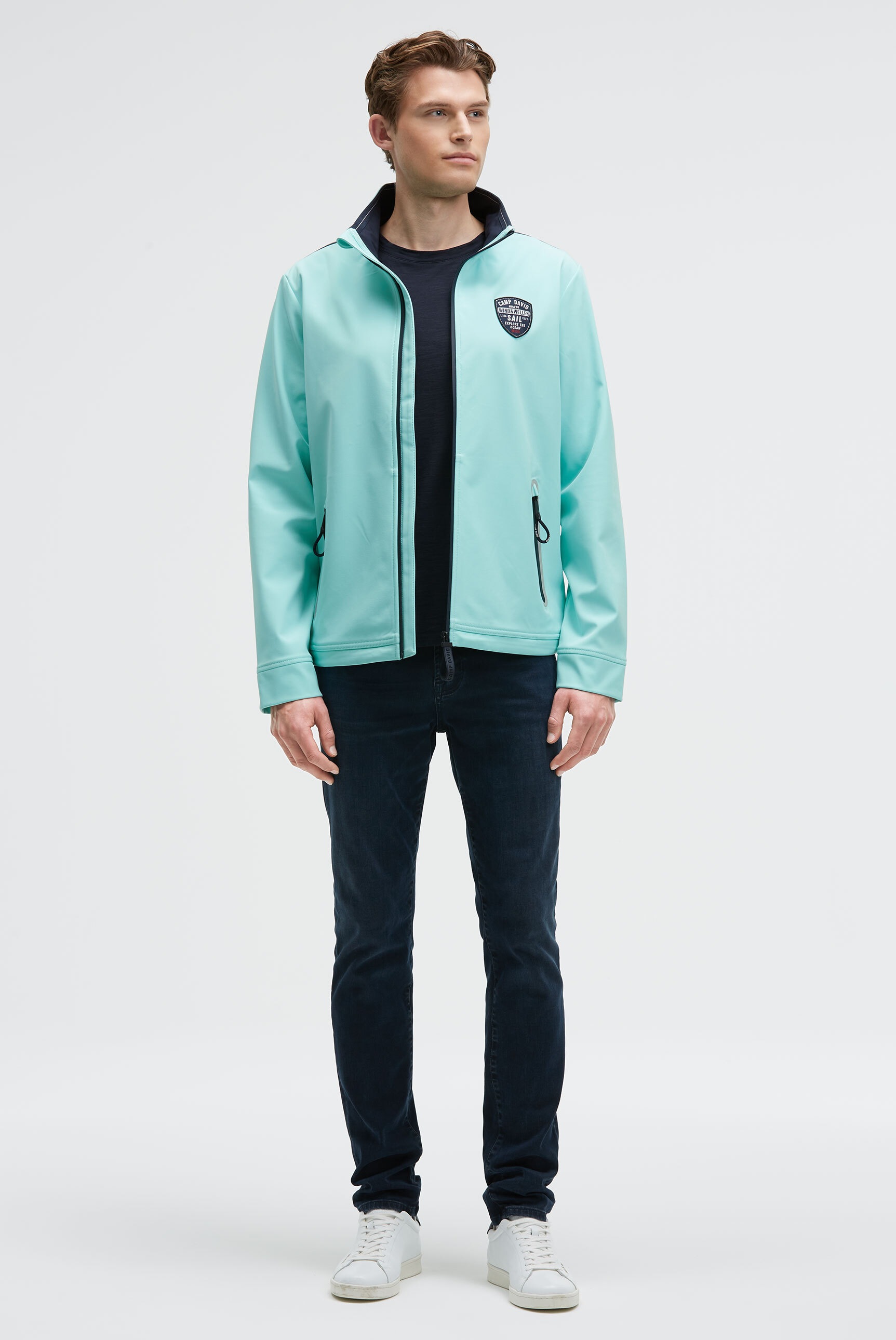 CAMP DAVID Softshelljacke ohne Kapuze mit verstellbarem Gummizug im Saum