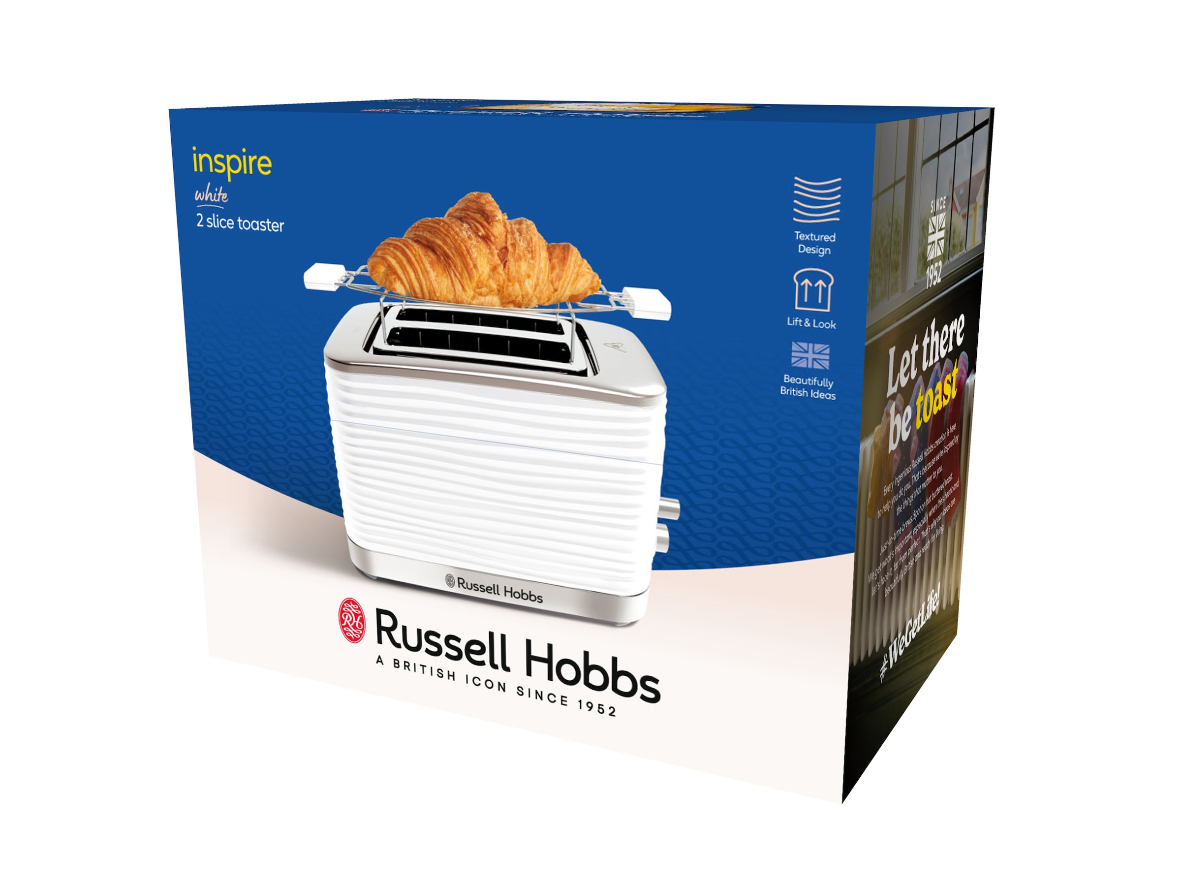 RUSSELL HOBBS Toaster »Inspire 24370-56«, 2 kurze Schlitze, 1050 W, 2 extra breite Toastschlitze, Brötchenaufsatz & Krümelschublade