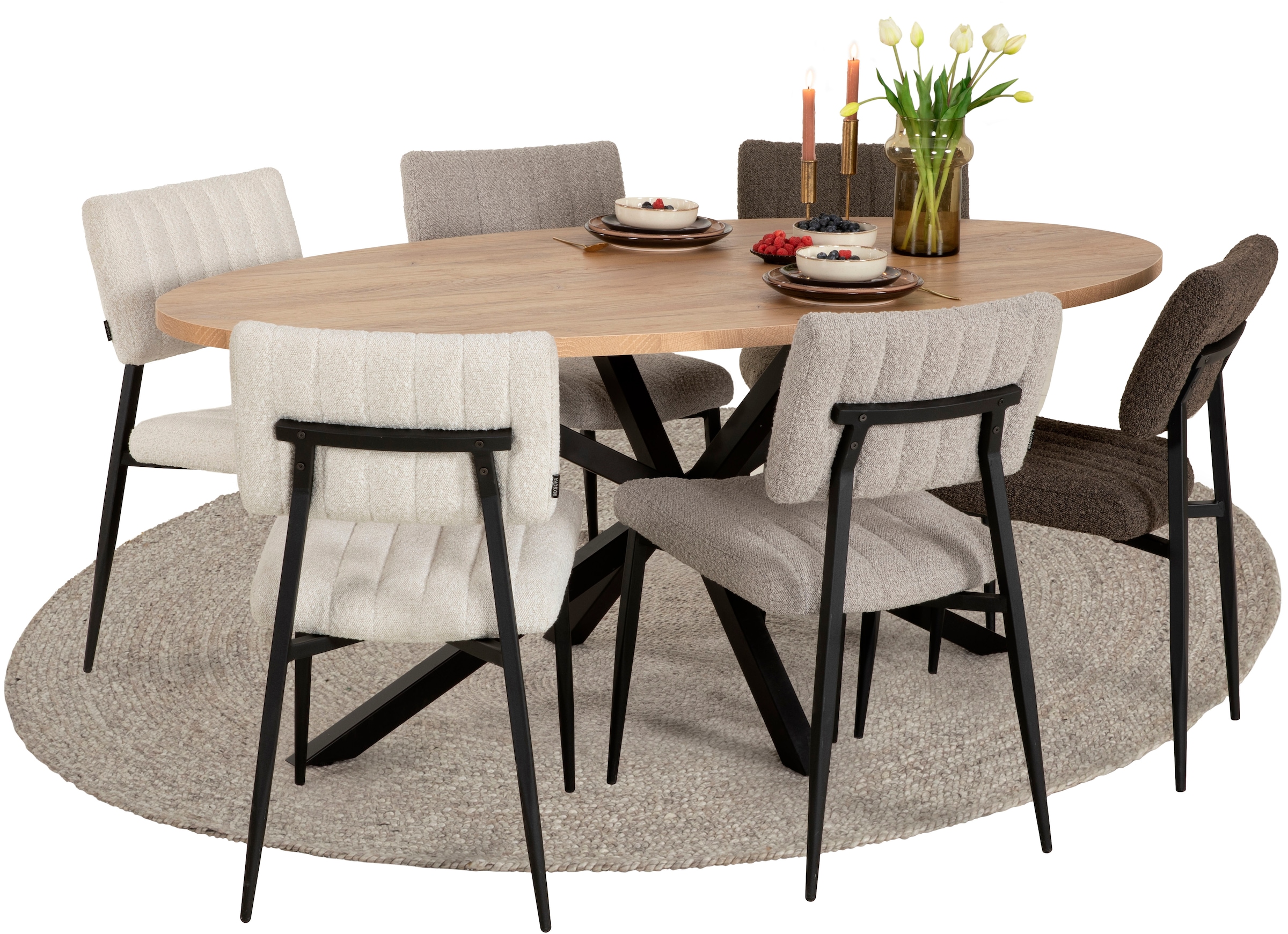OMG Design Esszimmerstuhl »Dirk«, (Set), 2 St., Stoff, moderner Boucle Bezug, bequem gepolstert