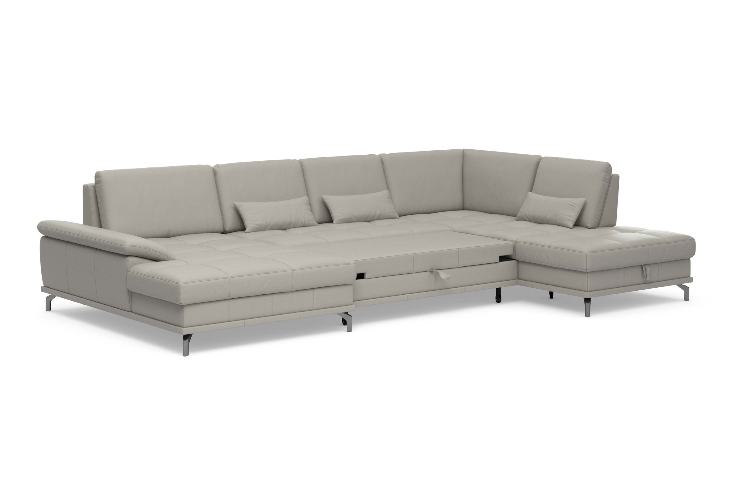 Places of Style Wohnlandschaft »Costello U-Form, mit Sitztiefenverstellung, Armteilverstellung und«, 3 Nierenkissen, optional Bettfunktion und Bettkasten
