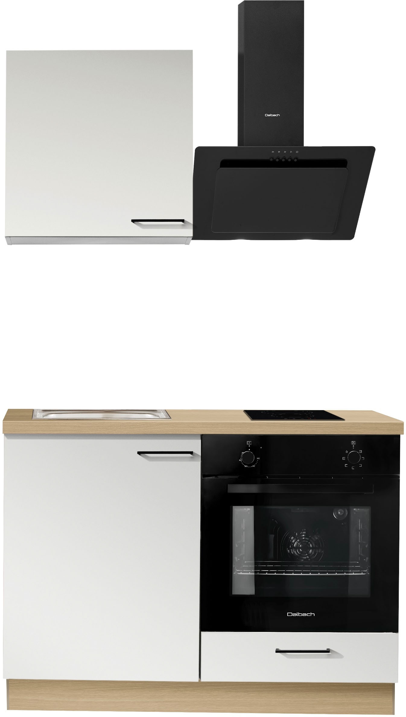 KOCHSTATION Küchenzeile "KS-Solmera" Breite 120cm, vormontiert, inkl. Tisch, wahlweise mit E-Geräten
