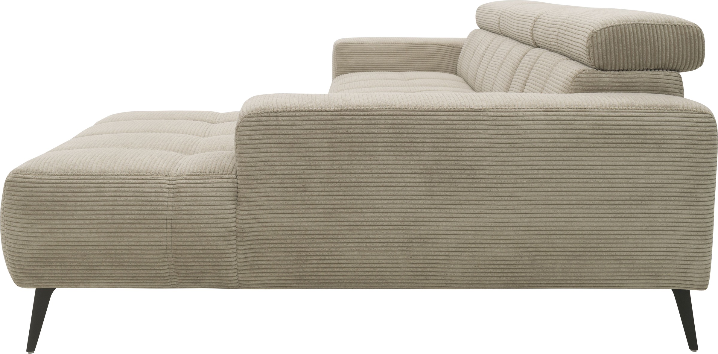 DOMO collection Ecksofa »Trento L-Form, mit Kufenfuß oder Einzelfuß«, wahlweise mit Kopfteilverstellung, Recamiere links/rechts bestellbar