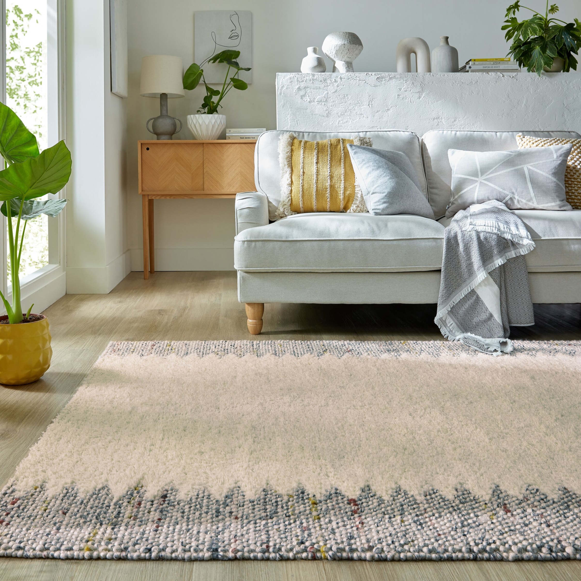 FLAIR RUGS Wollteppich "Minerals Border" rechteckig 3 mm Höhe Wolle, Teppic günstig online kaufen
