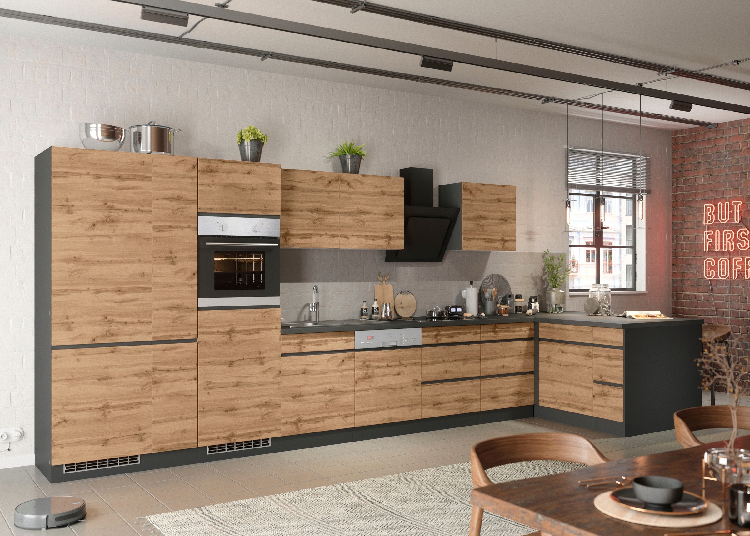 KOCHSTATION Winkelküche »KS-Riesa«, Stellbreite 490/153 cm, ohne E-Geräte