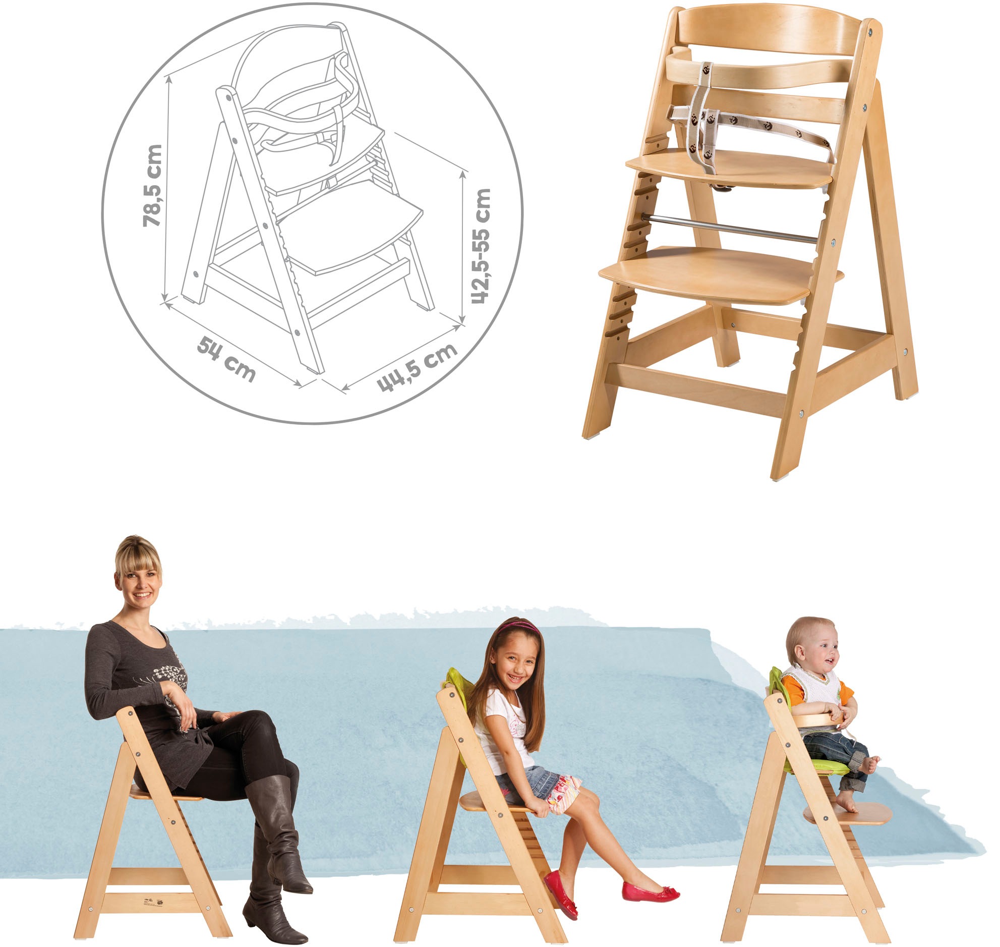 roba® Hochstuhl »Treppenhochstuhl Sit Up Click, natur« () aus Holz
