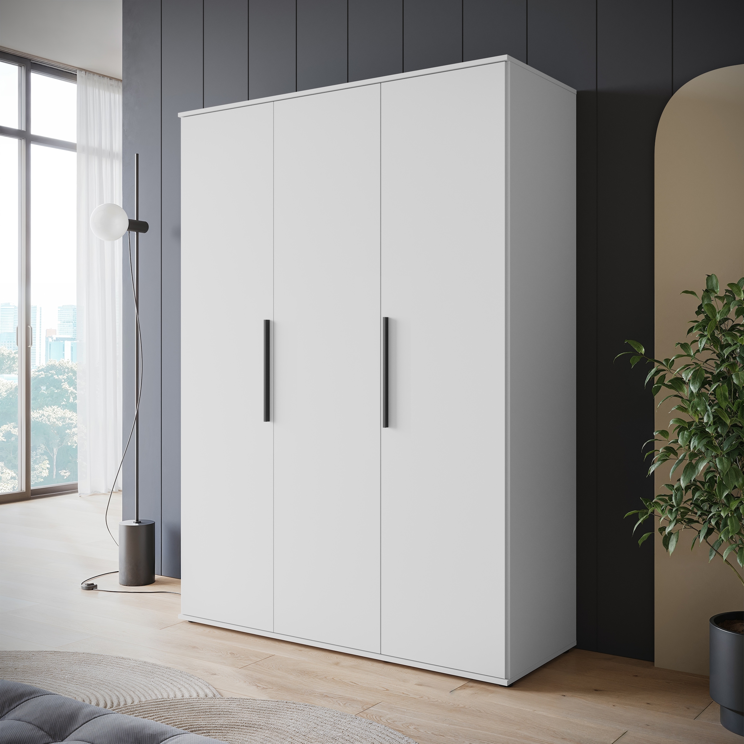 INOSIGN Kleiderschrank »LAGOS Wäscheschrank, Garderobe, schwarze Griffe, Made in Europe«, Moderner Drehtürenschrank, FSC-zertifiziert, Schlafzimmerschrank