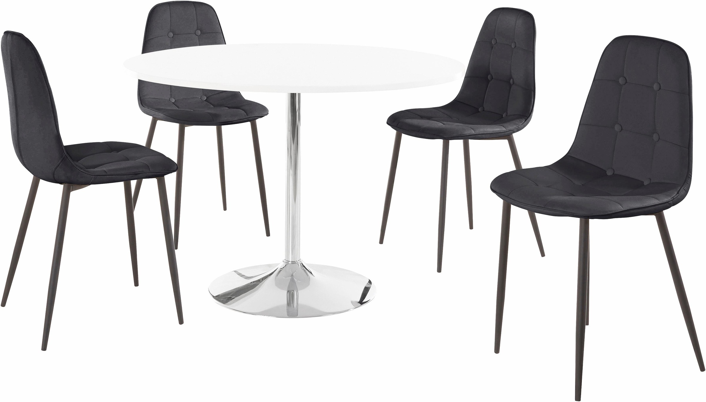 INOSIGN Essgruppe Set, 5 Stk. tlg. mit rundem Tisch in weiß Hochglanz günstig online kaufen