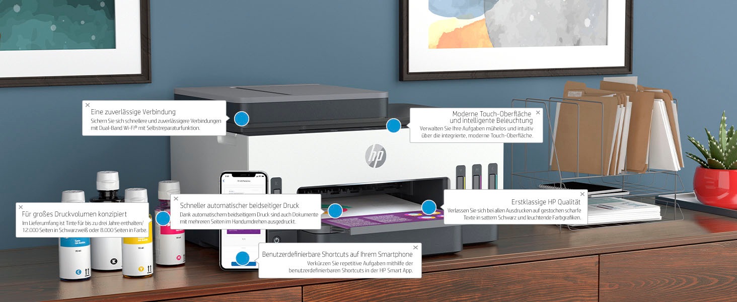 HP Multifunktionsdrucker »Smart Tank 7605«, Ohne Patronen, kompromisslos und bis 3 Jahre Tinte im Lieferumfang.