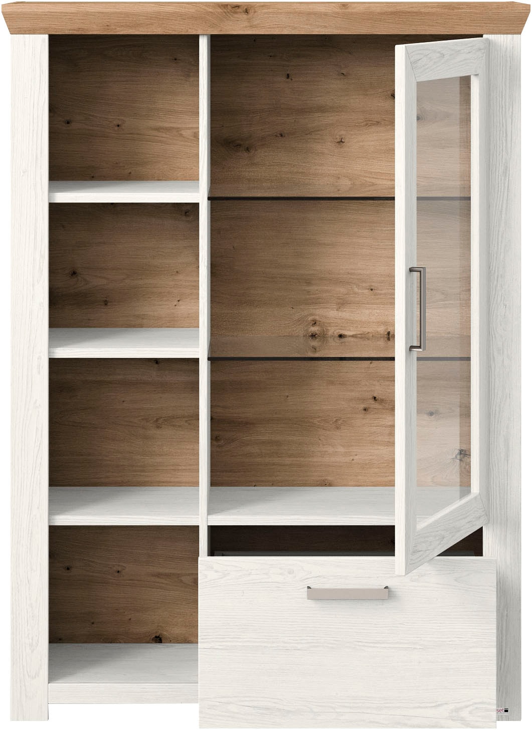 set one by Musterring Highboard »York«, Typ 13 und 14, mit Glastür und Schubkasten, 3 Farbvarianten, B 105 cm