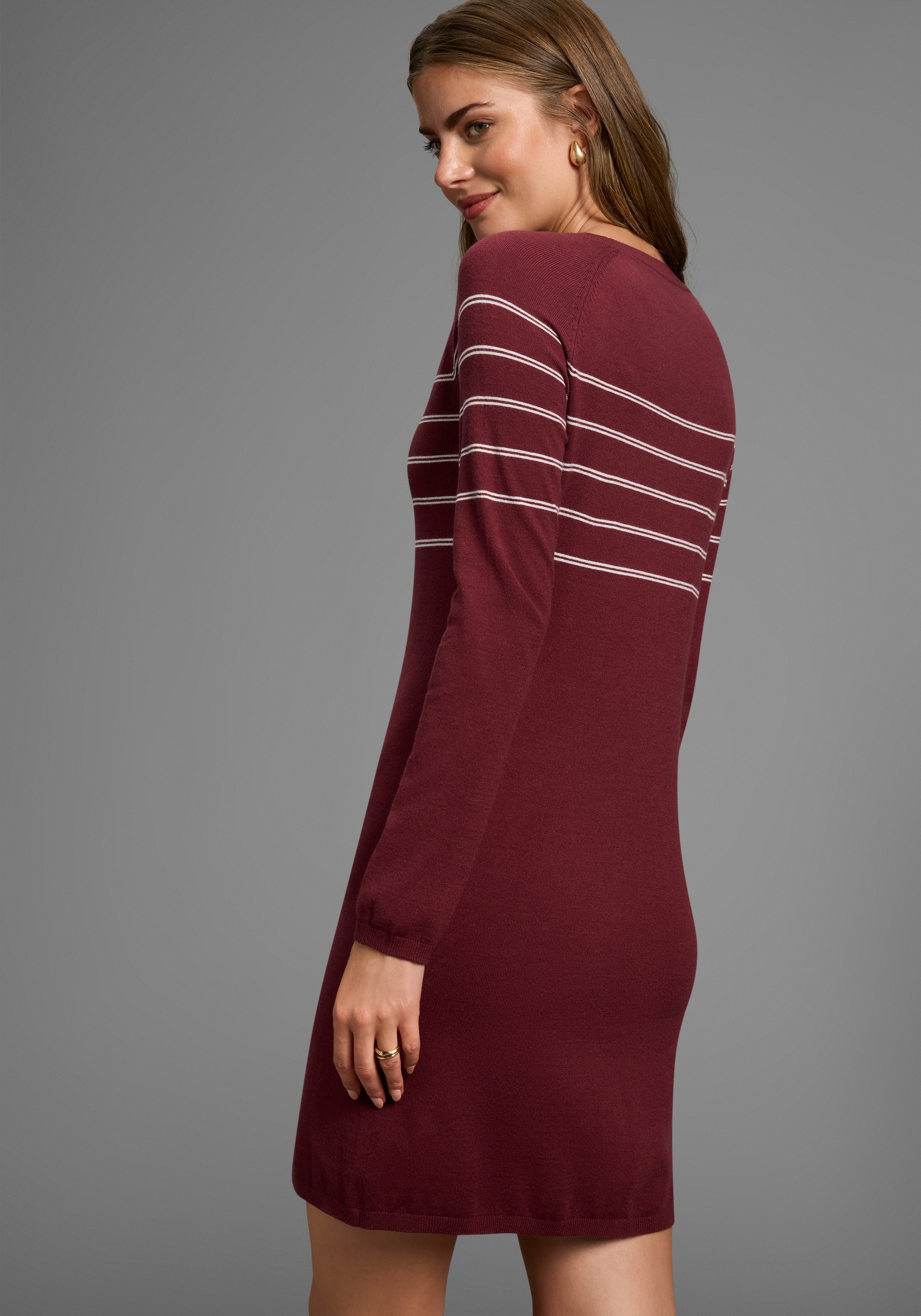 Thumbnail - Laura Scott Strickkleid Ohne Taschen in figurnaher Form mit Zierstreifen