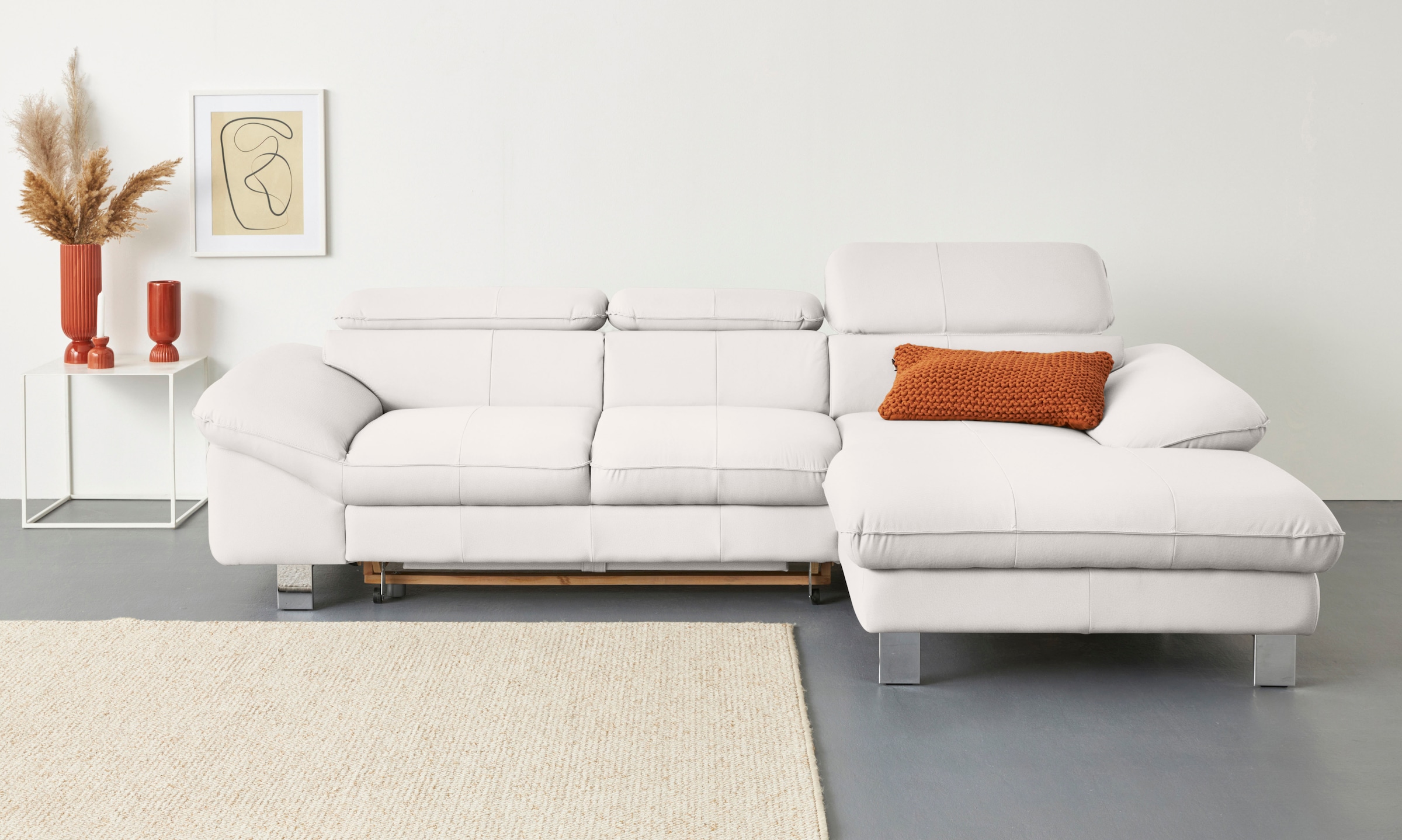 COTTA Ecksofa "Driver L-Form, B:268 cm, moderne Couch mit Wellenunterfederung" Kopfteilverstellung, optional Schlaffunktion & Bettkasten