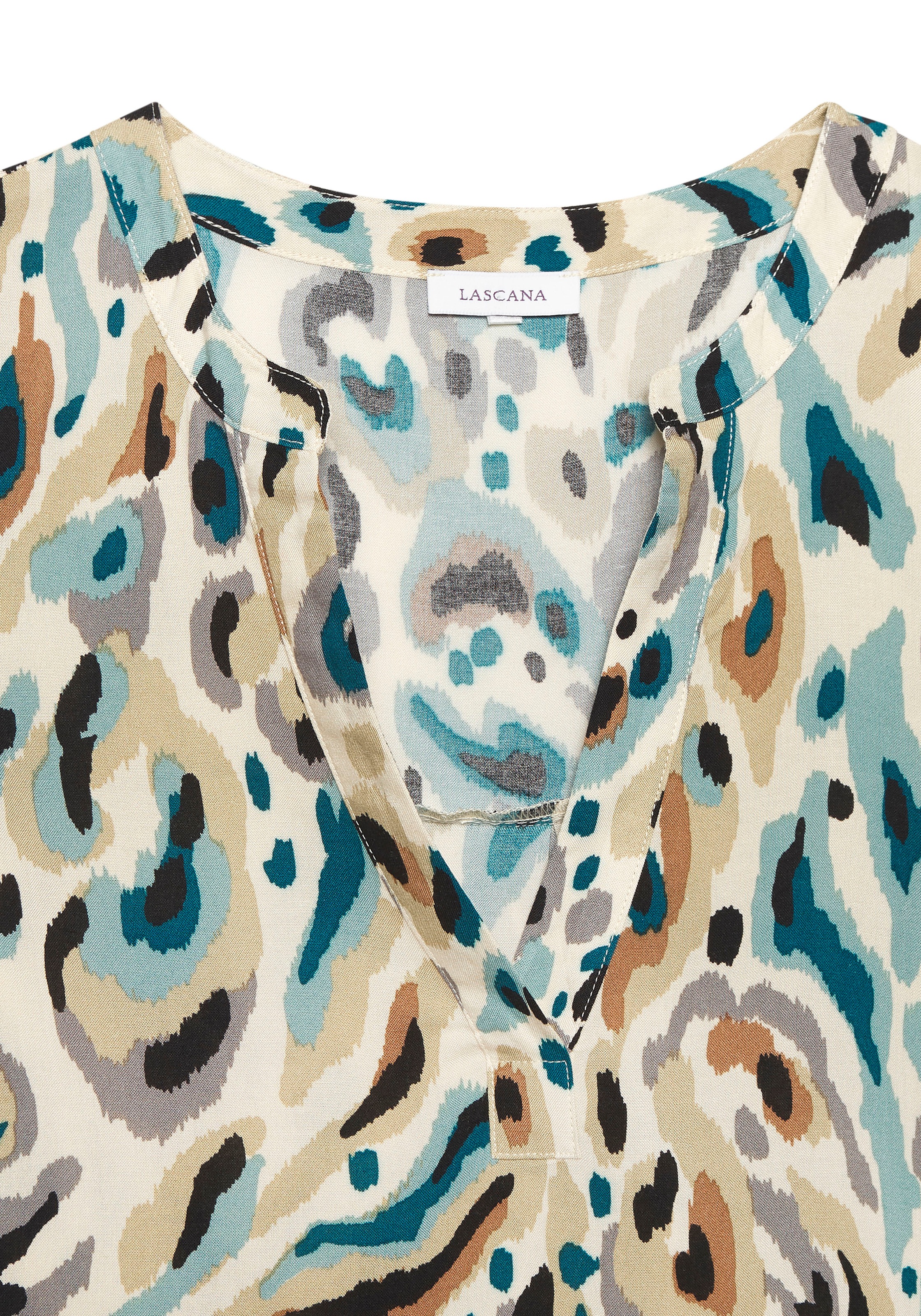 Thumbnail - LASCANA Blusentop mit Alloverprint und V-Ausschnitt, Blusenshirt, casual
