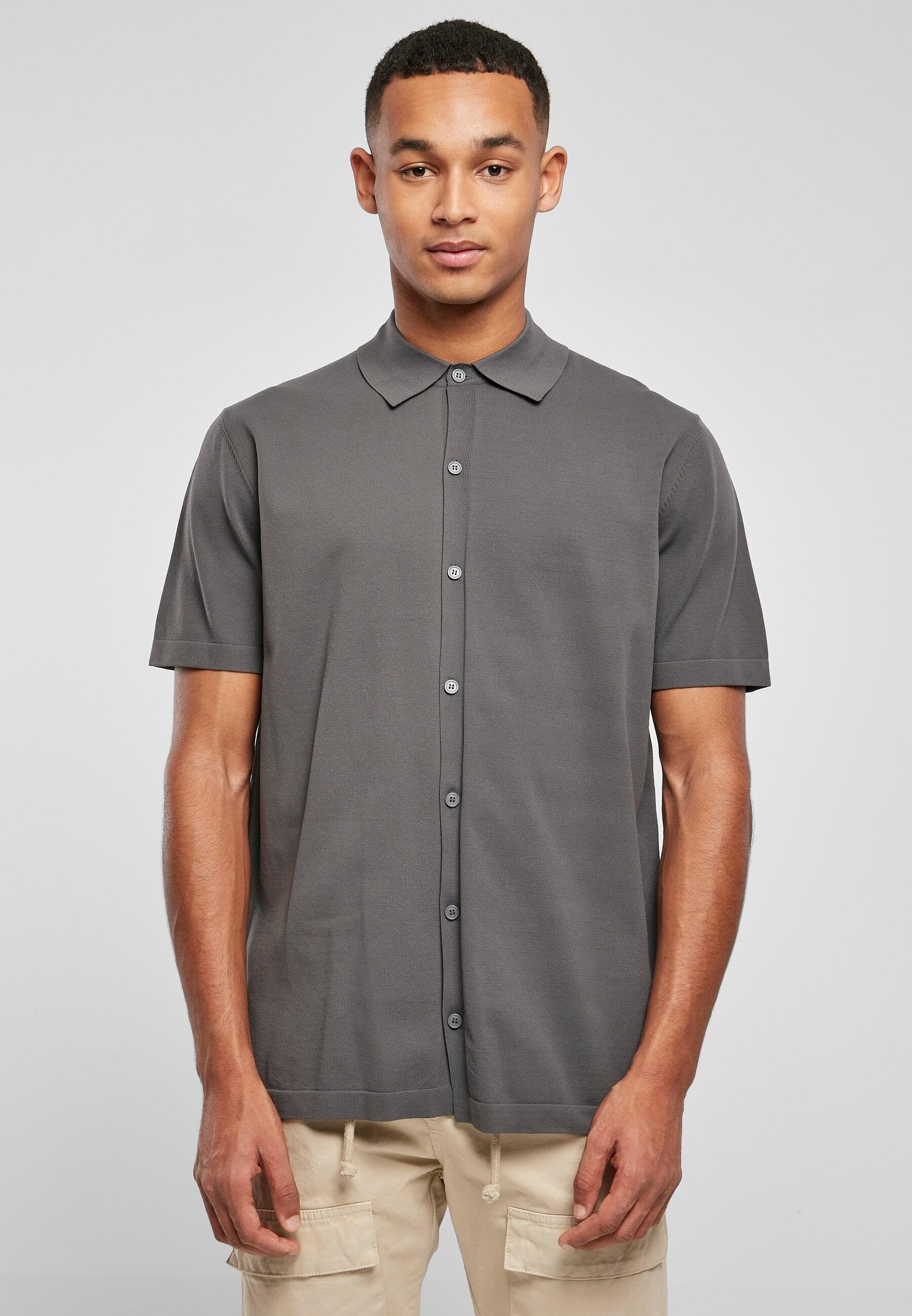 URBAN CLASSICS Langarmhemd »Urban Classics Herren Knitted Shirt«, (1 tlg.)