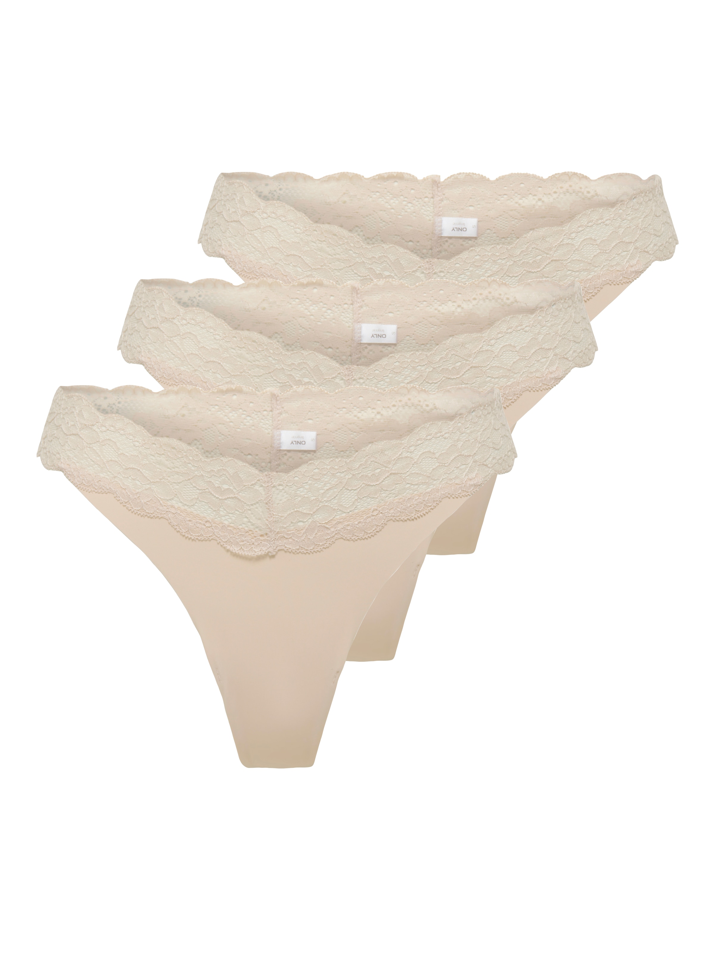ONLY "ONLCHLOE LACE S.S THONG 3-PACK ACC" Packung, 3 Stk.