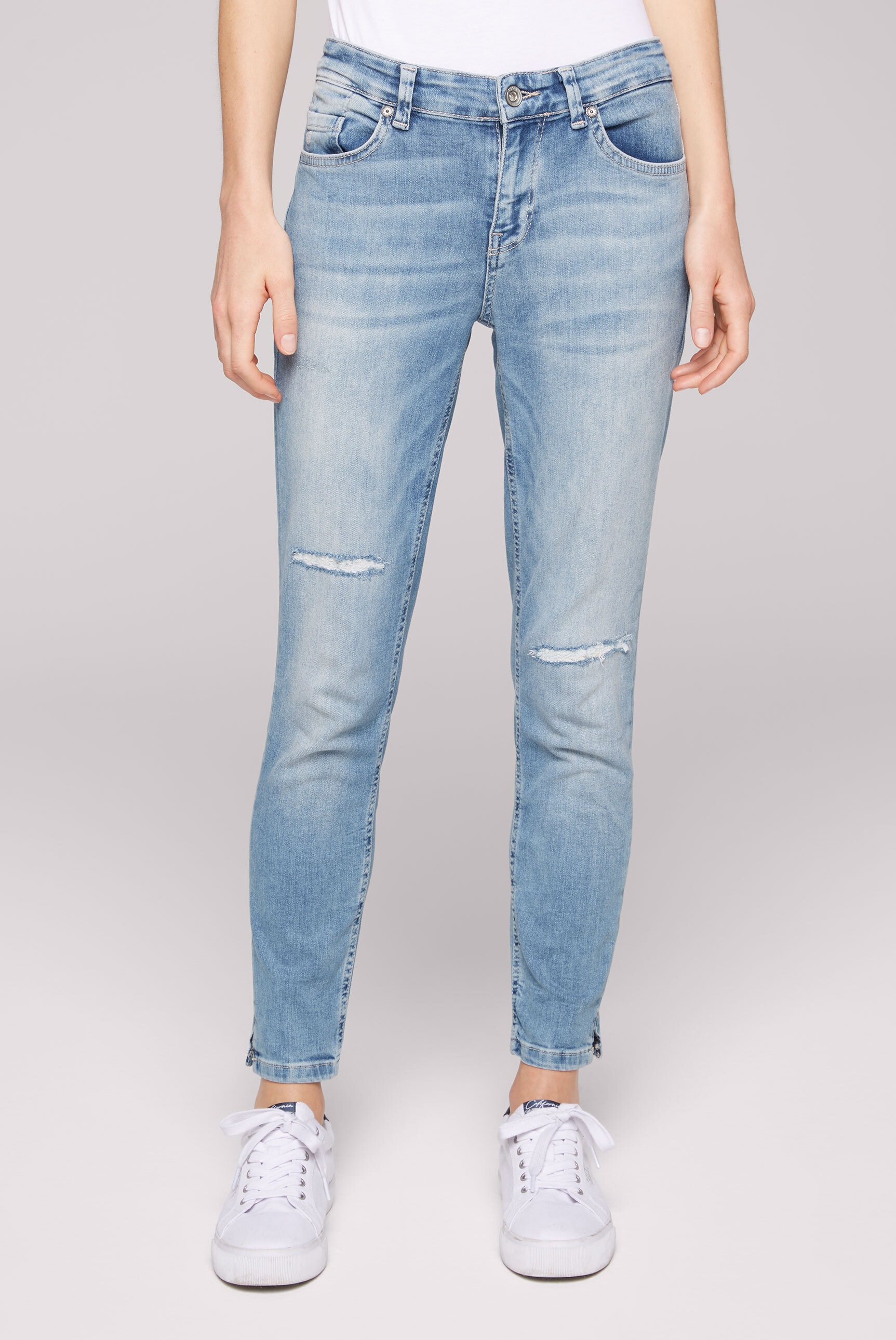 SOCCX Slim-fit-Jeans, mit Schlitz am Saum