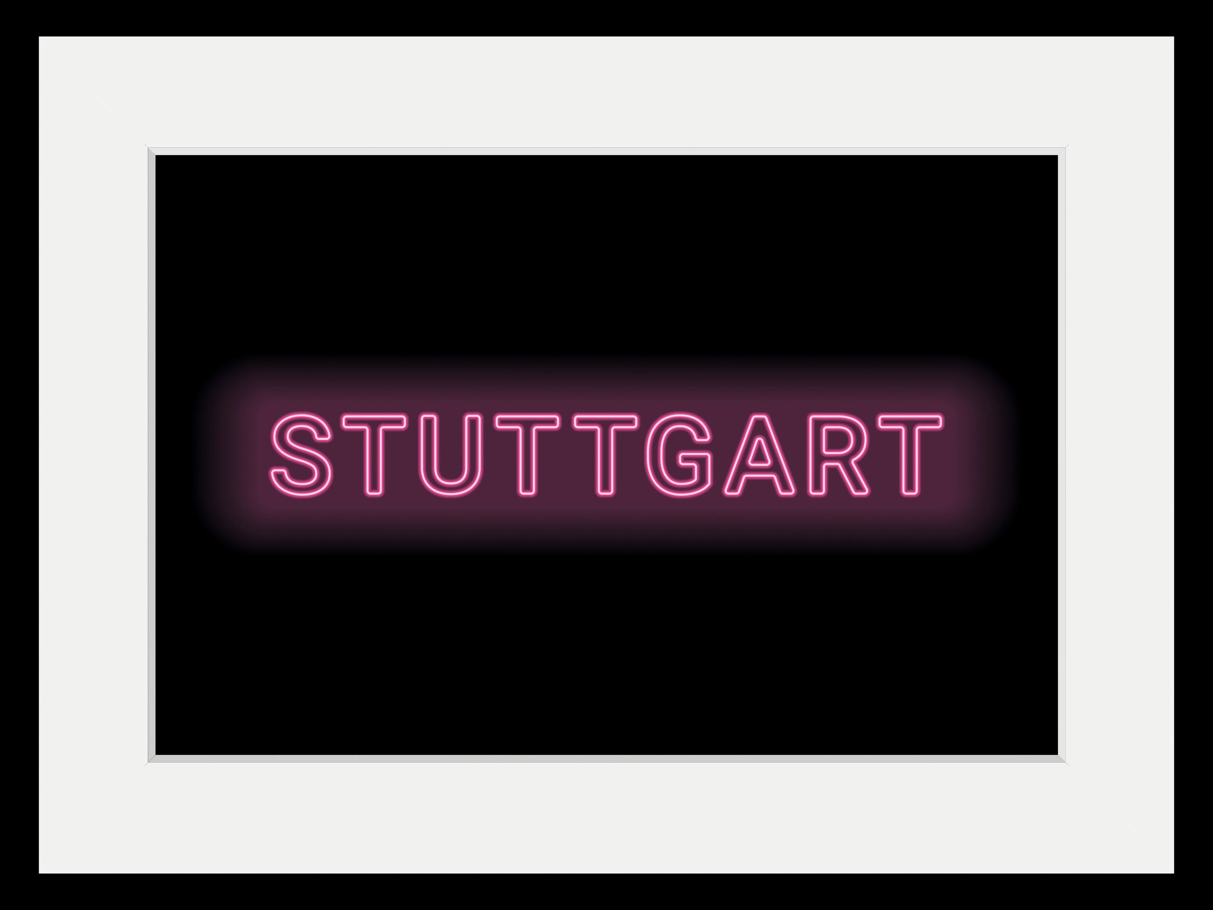 queence Bild »STUTTGART LIGHTS«, Städte-Schriftzug, (1 St.), HD Premium Poster-Druck inkl. Holzrahmen