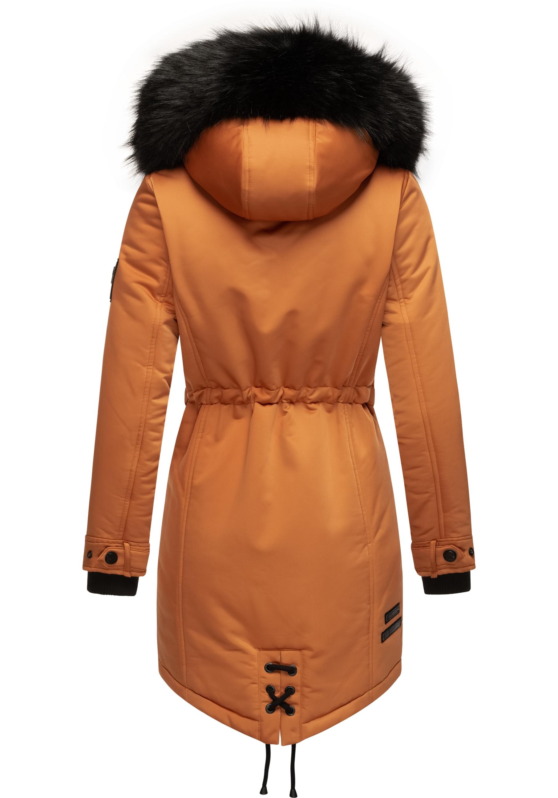 Navahoo Wintermantel »Luluna Prc«, edler Parka mit großer Kunstfellkapuze