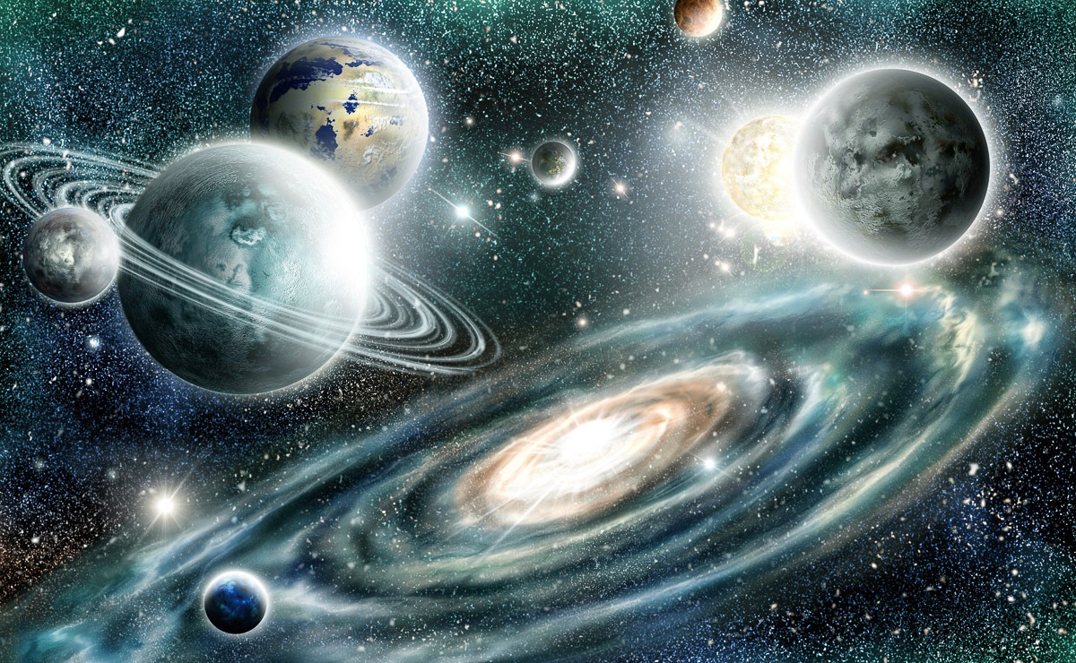 Papermoon Fototapete »Universum mit Planeten«