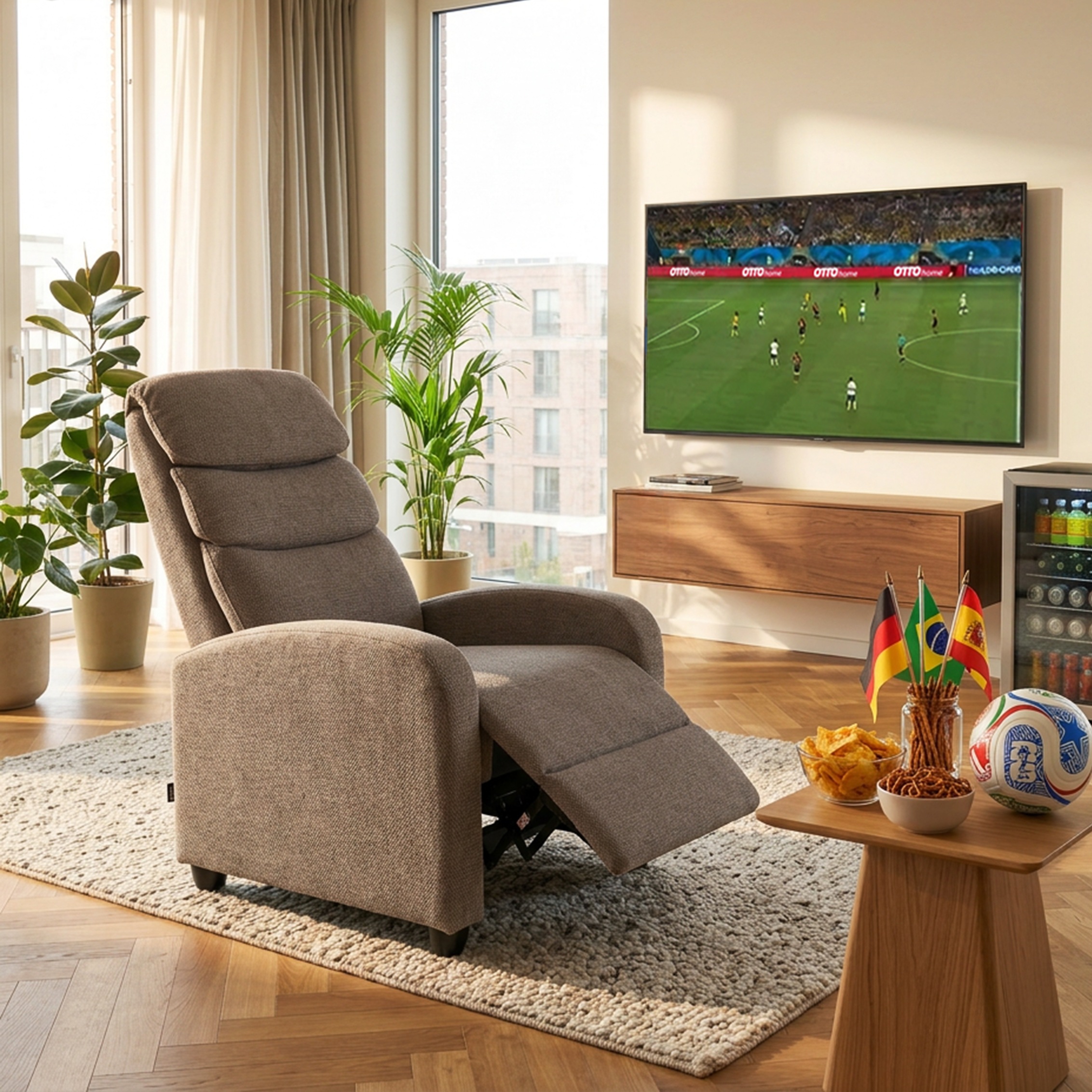 Home affaire Relaxsessel "BERVILLE, TV-Sessel, Ruhesessel mit Schlaffunktion, Webstoff" Liegesessel mit manueller Relaxfunktion
