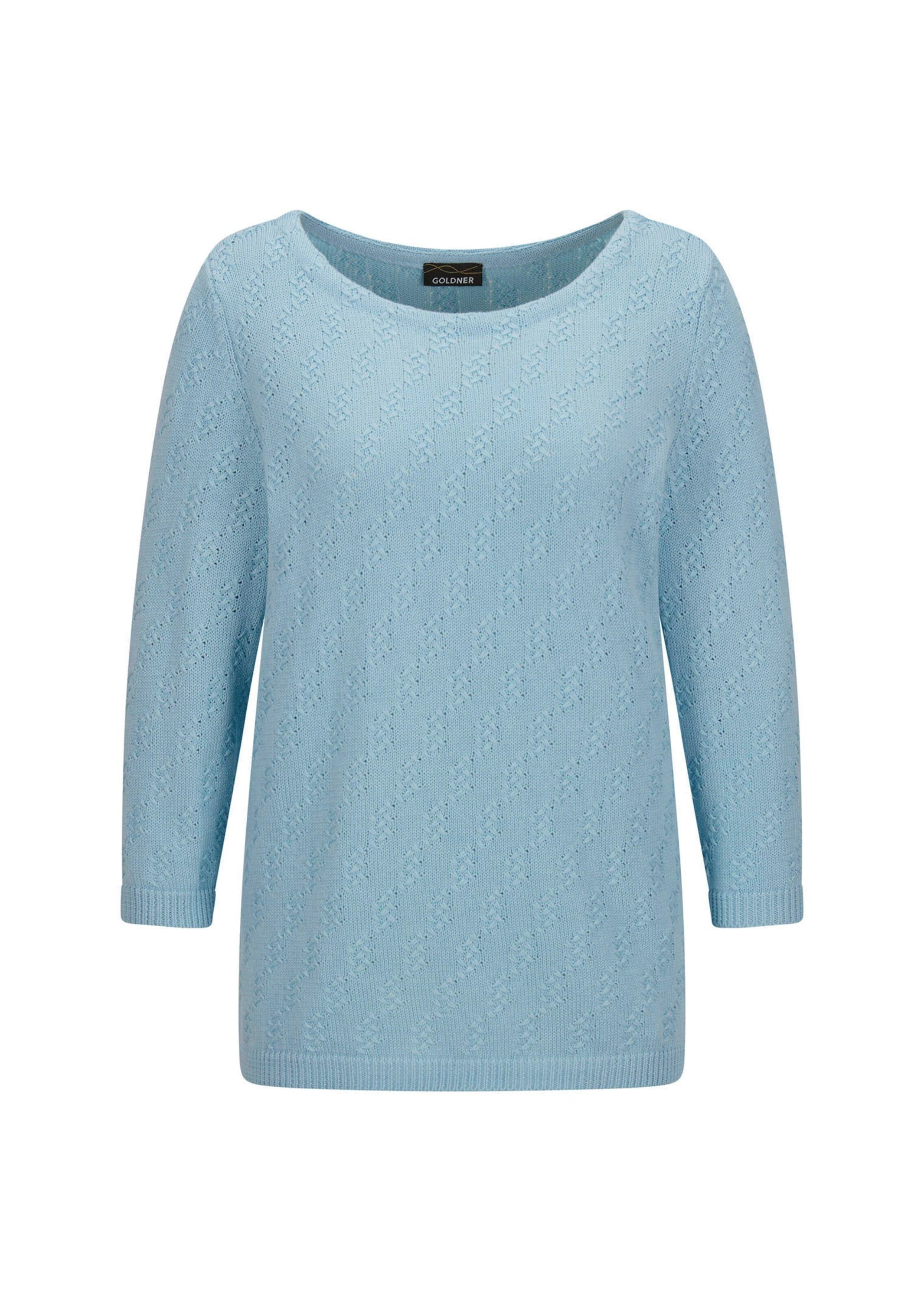 GOLDNER "Kurzgröße Halbarm Baumwollpullover mit Struktur" 3/4-Ärmel