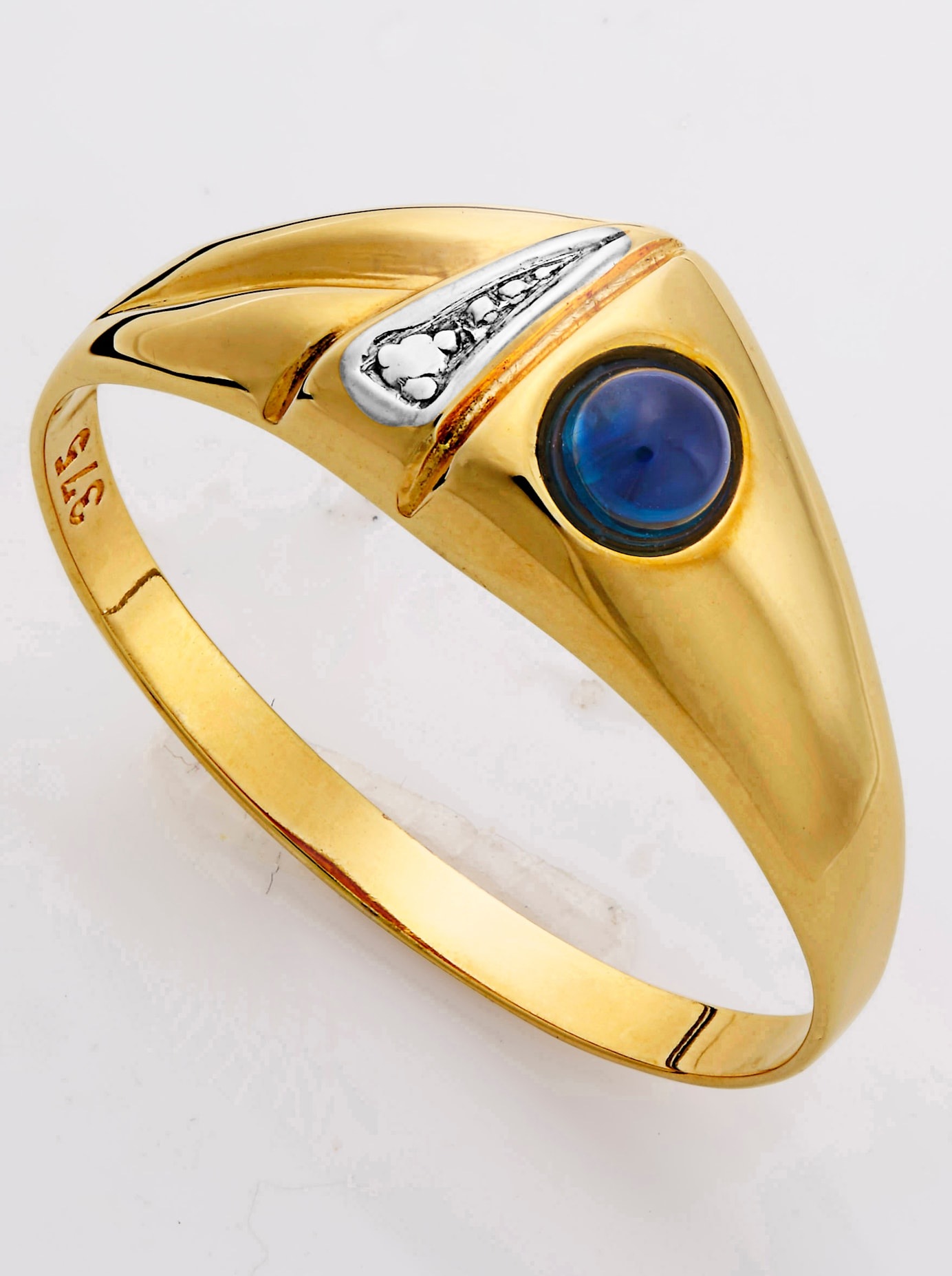 Fingerring LADY Gr. 17, blau, Fingerringe, Damen, 17, Gold Metall, Gold, Metall, Fingerring