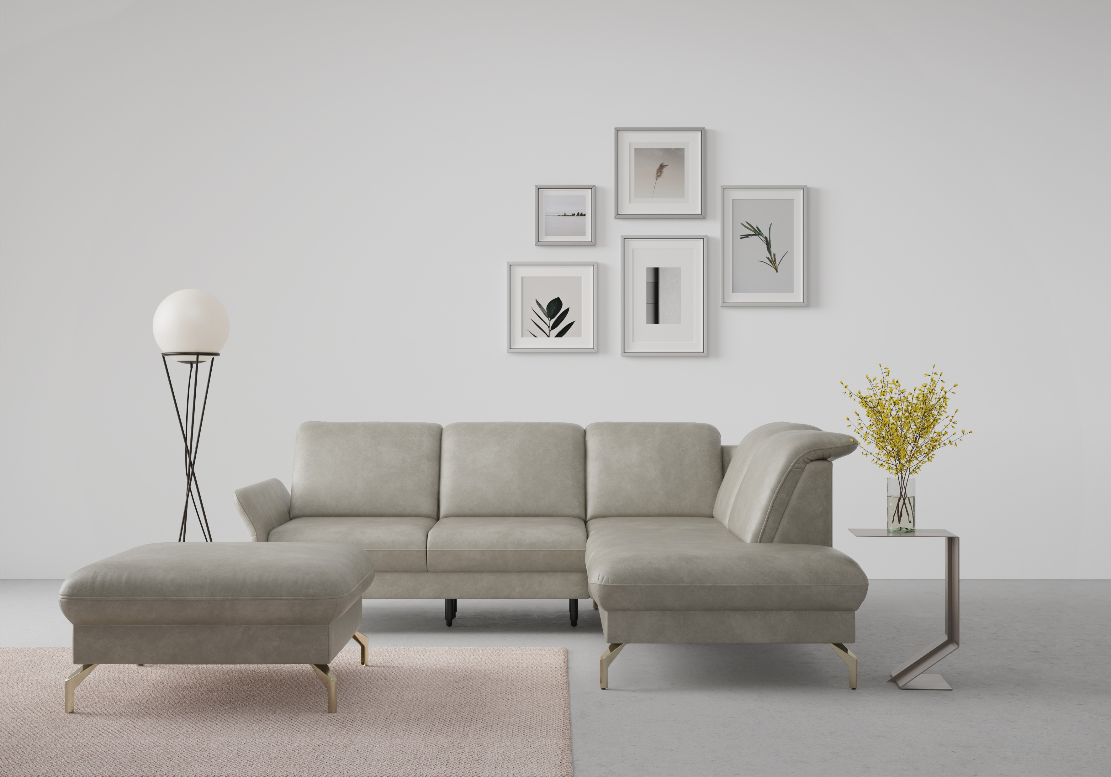 sit&more Ecksofa "Fashion L-Form" wahlweise mit Kopfteilverstellung, Vorziehsitz, motorisch, Nickelfüße