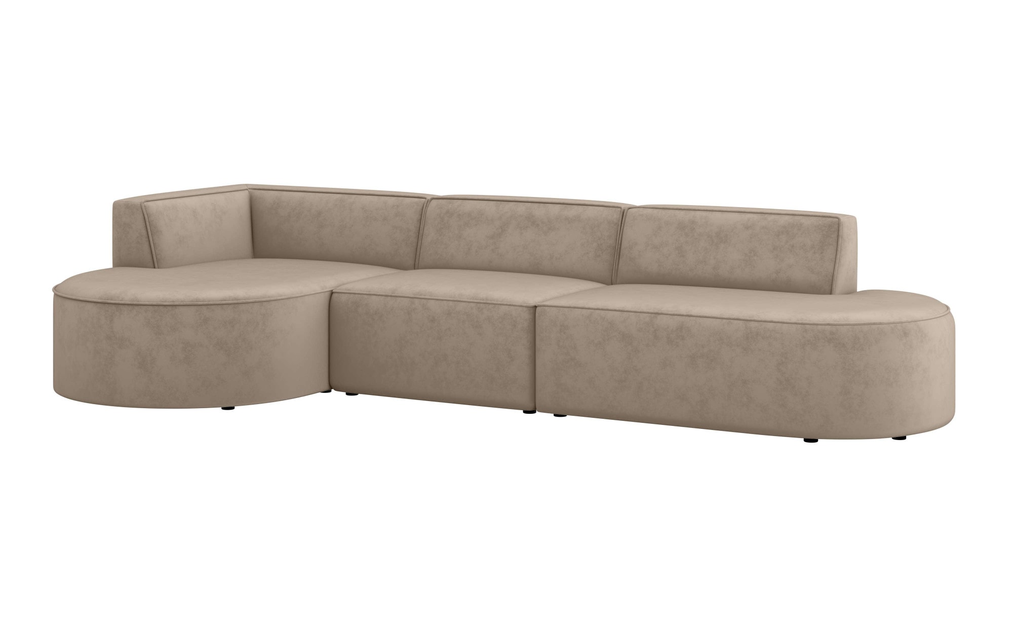andas Ecksofa »EIVIND Designer Sofa mit Ottomane rechts/links, B/T/H: 343/159/72 cm«, L-Form mit Wellenunterfederung, auch in Feincord und Bouclé