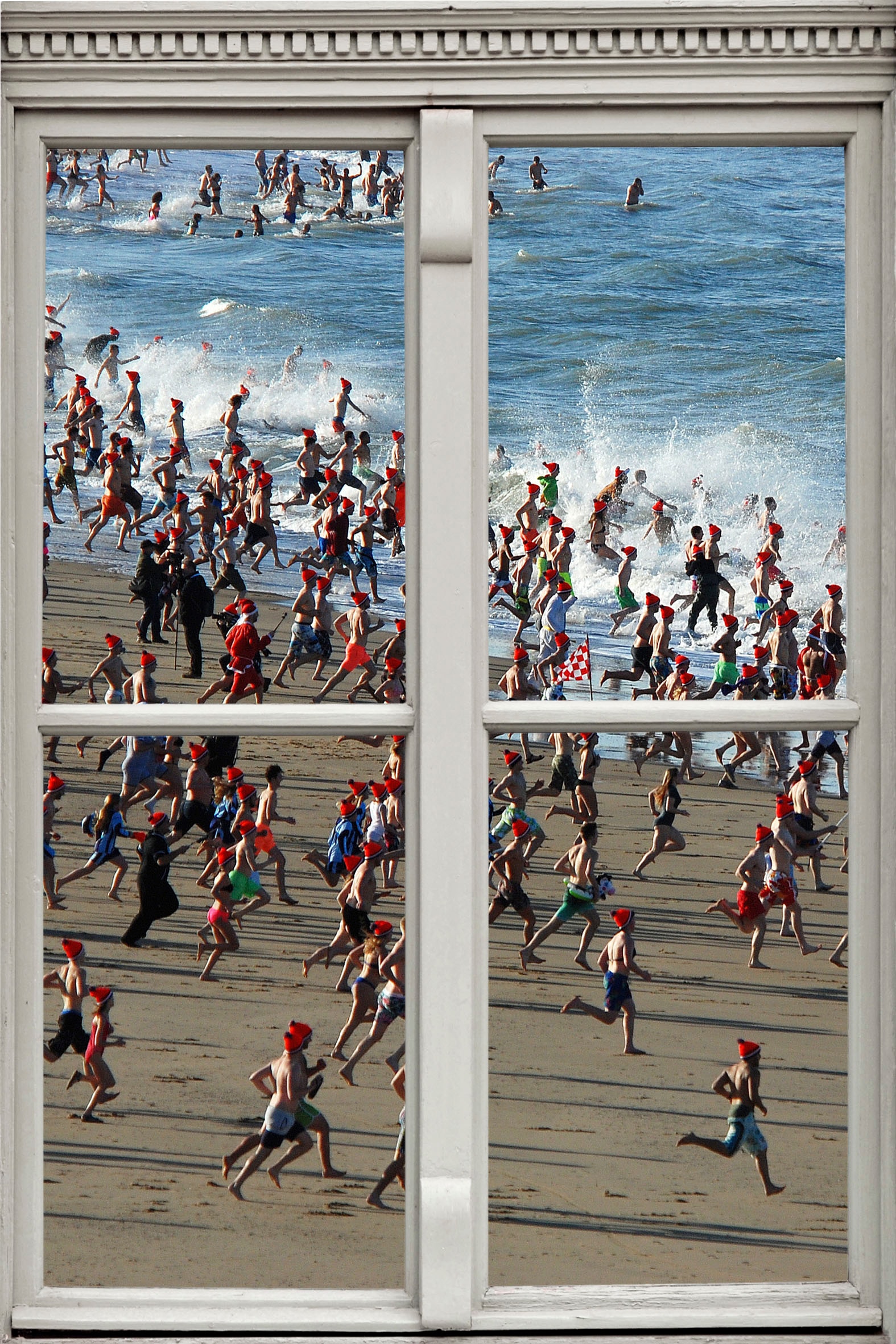 queence Wandsticker "Menschen am Strand", Wandsticker, Wandbild, selbstklebend, 3D, Fenster