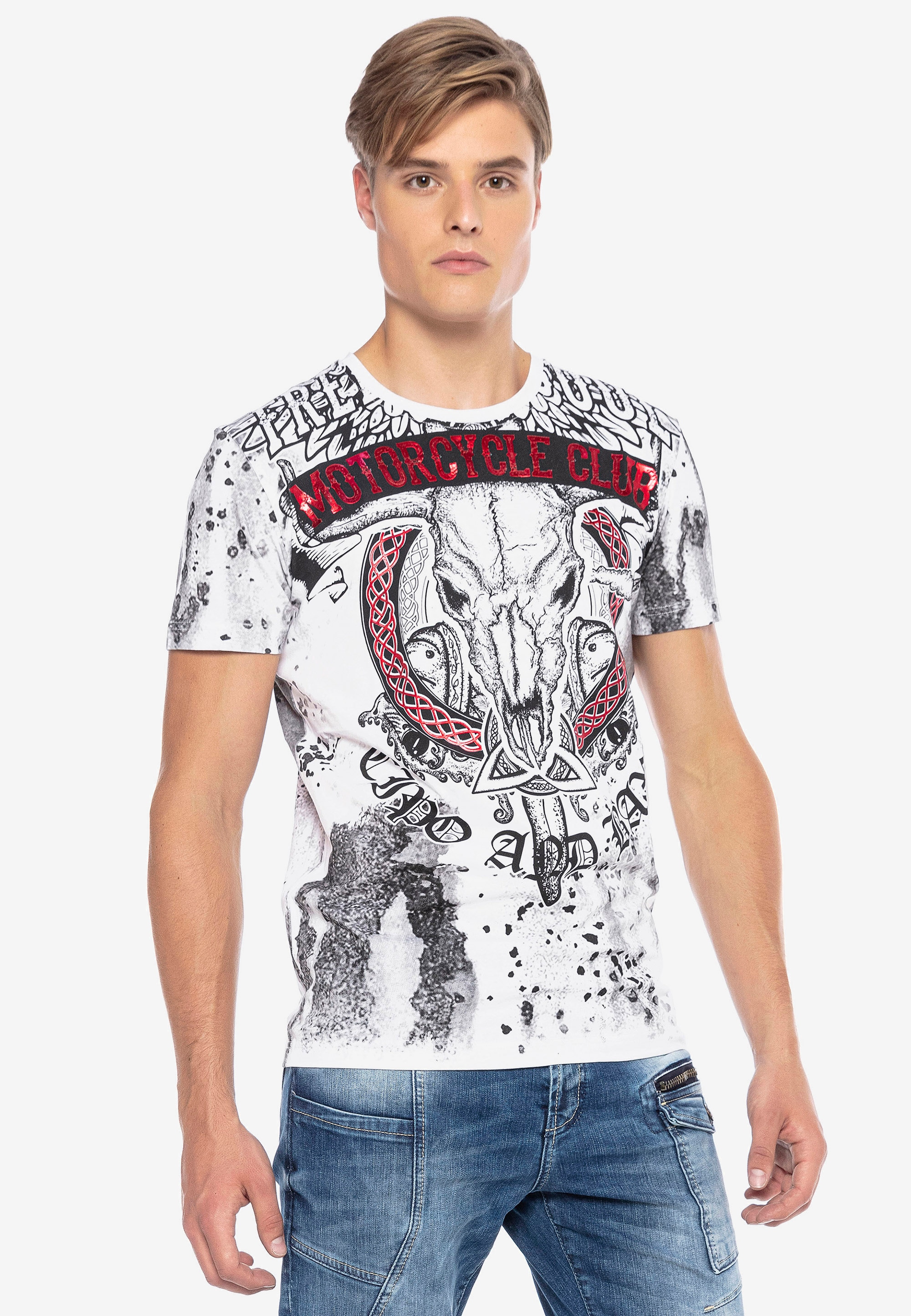Cipo & Baxx T-Shirt im modernen Biker-Style
