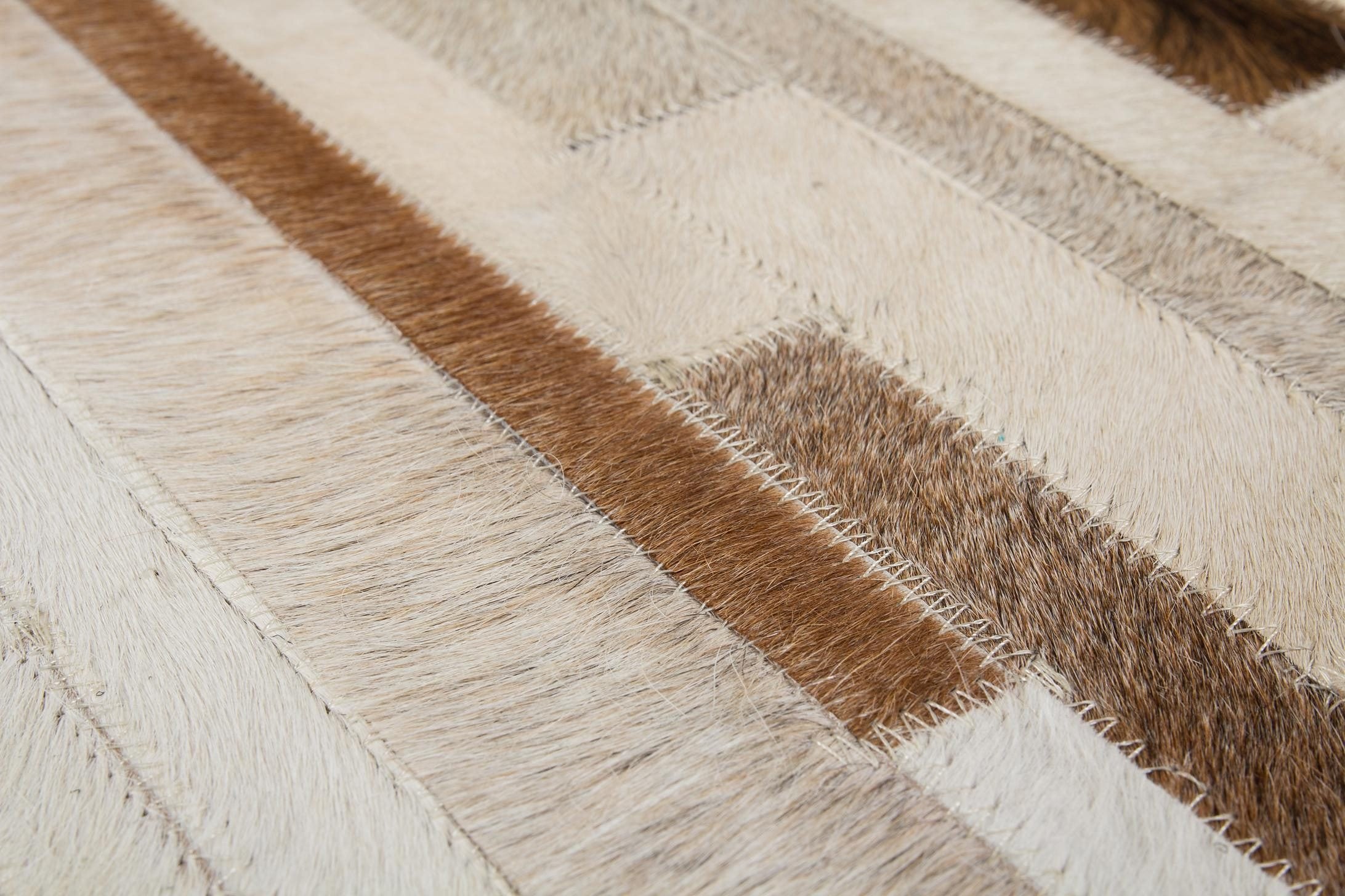 Kayoom Fellteppich »Lavish 110«, rechteckig, 8 mm Höhe, Patchwork-echtes Leder-Fell, Wohnzimmer
