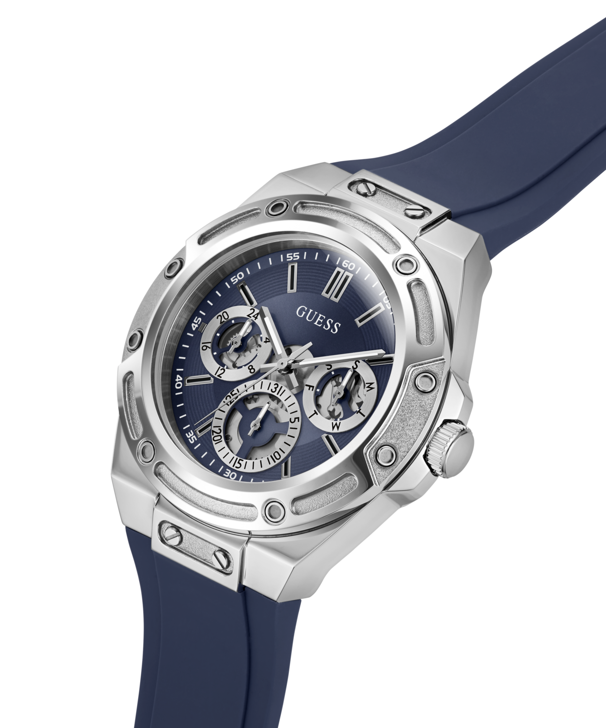 Guess Multifunktionsuhr »CARVER« Quarzuhr, Armbanduhr, Herrenuhr, Silikonarmband, analog, Tag
