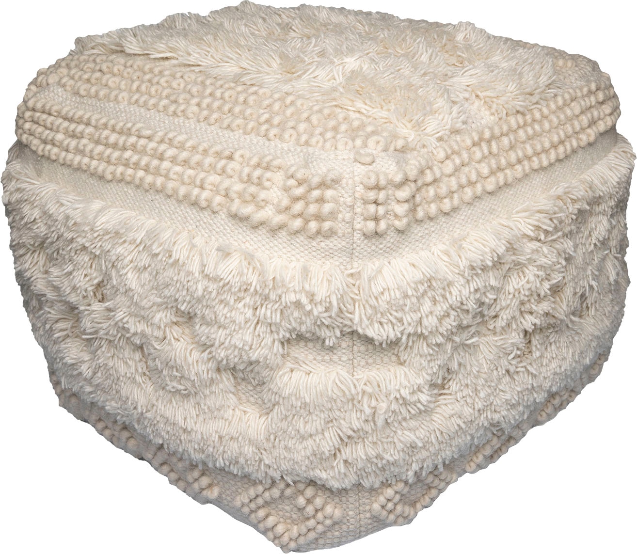 Kayoom Pouf "Bohist 125 50cm x 50cm, Strukturen mit Fransen und Quasten", (1 St.), handgefertigt, Unikat, sehr gut kombi