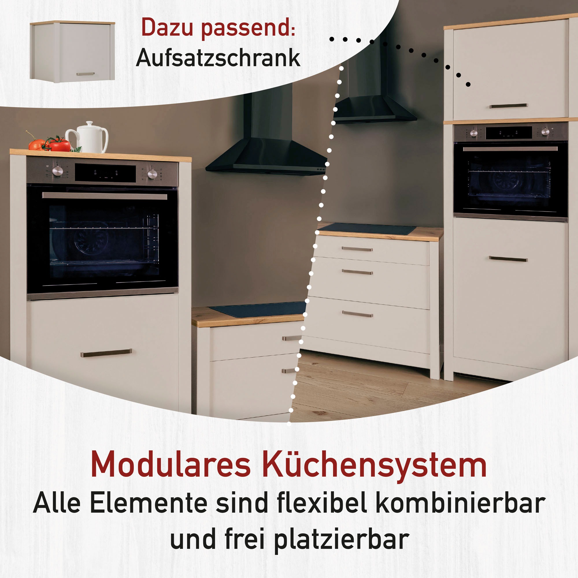 Inter Link Küchenzeile »Pienza, Einbauküche, Küchenblock, Küchenmodul, Kompaktküche« Ohne E-Geräte für Spülmaschine Kochfeld Backofen Kühlschrank B: 430 cm