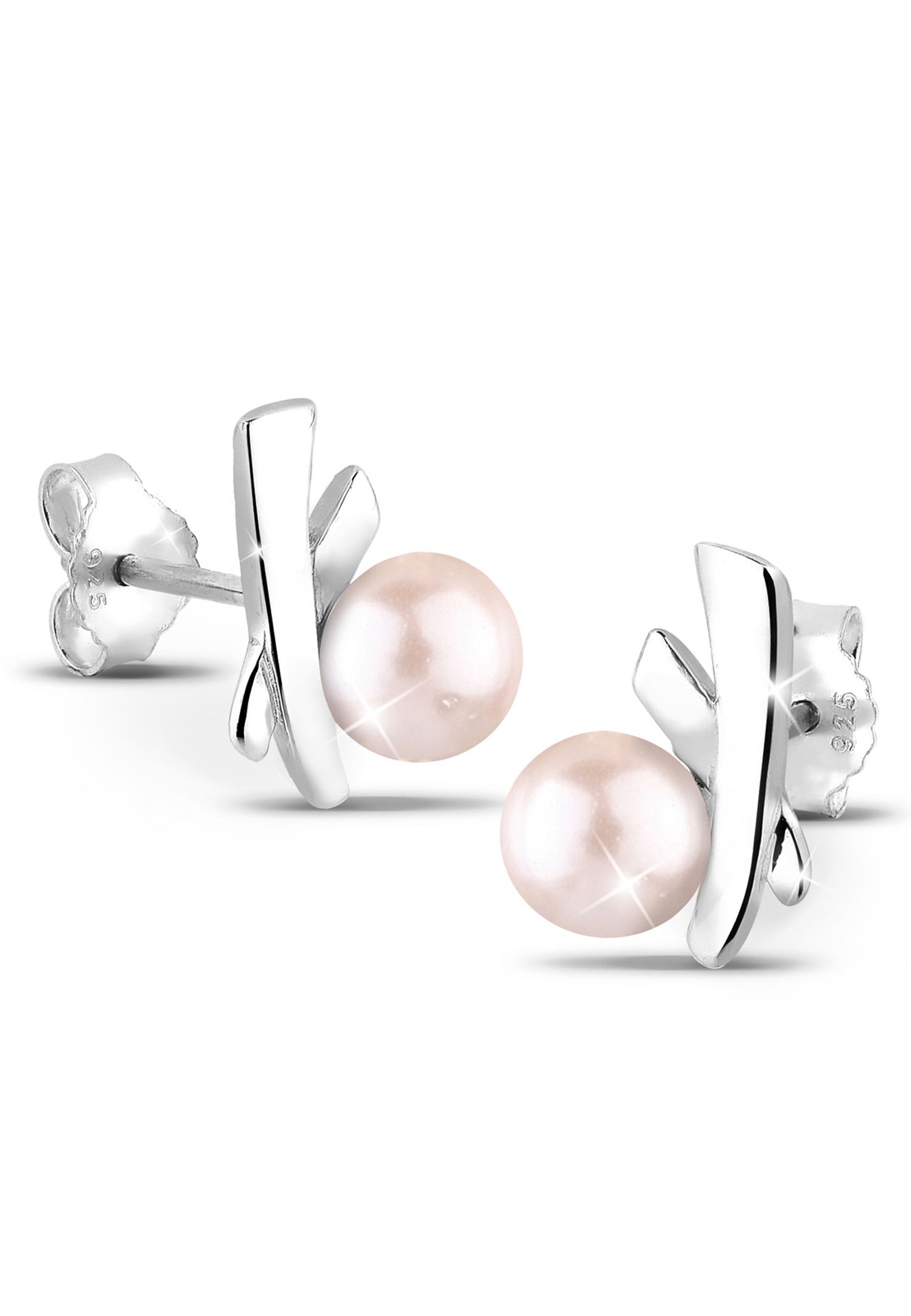 Paar Ohrstecker ELLI "Süßwasserzuchtperlen Rosa 925 Sterling Silber", rosa, Ohrringe, Damen, onesize, ohne Stein, Silber 925 (Sterlingsilber)