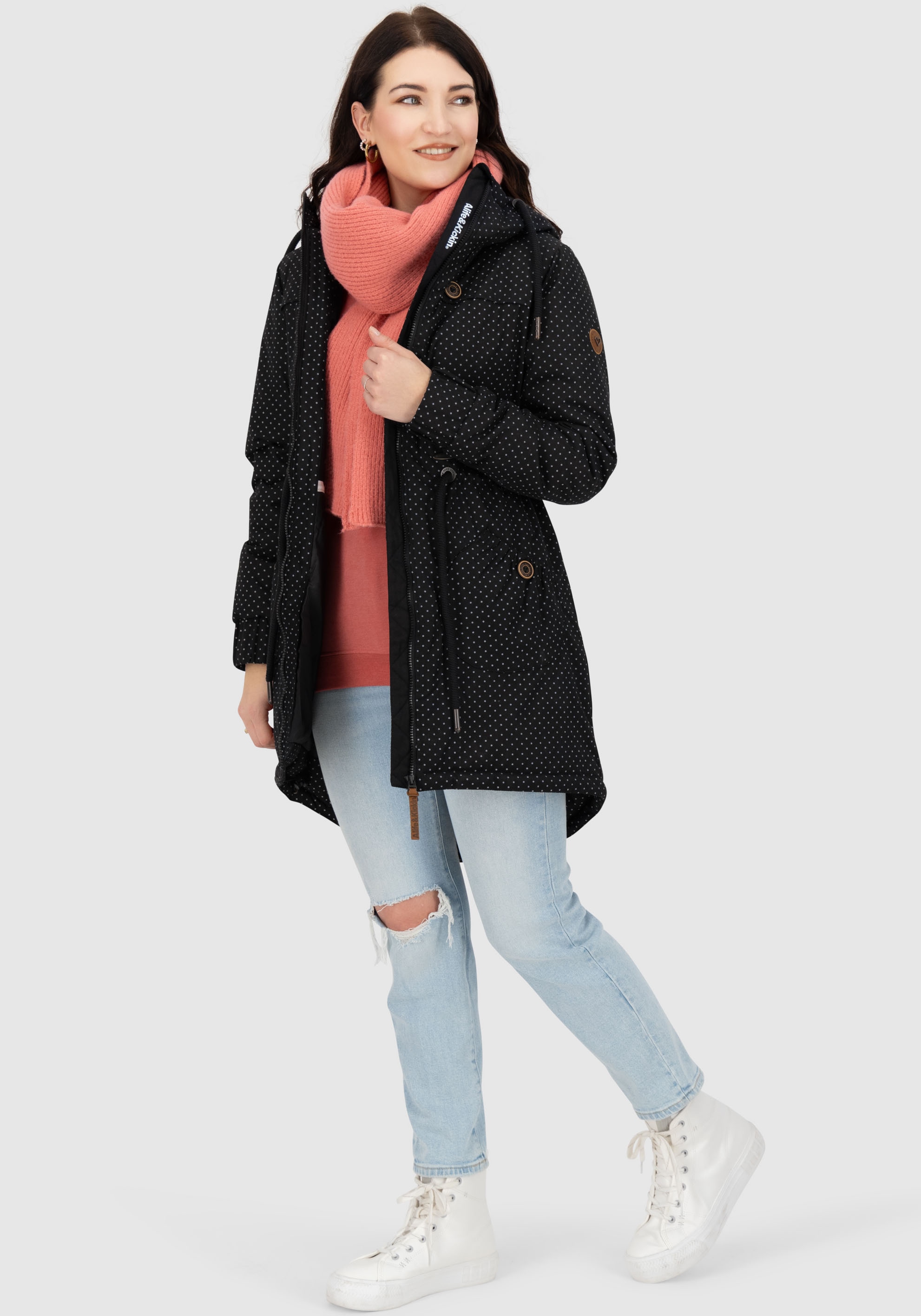 Alife & Kickin Outdoorjacke »CHARLOTTEAKB« mit Kapuze gefütterter Parka, Kapuzenjacke durch Bindeband tailliert