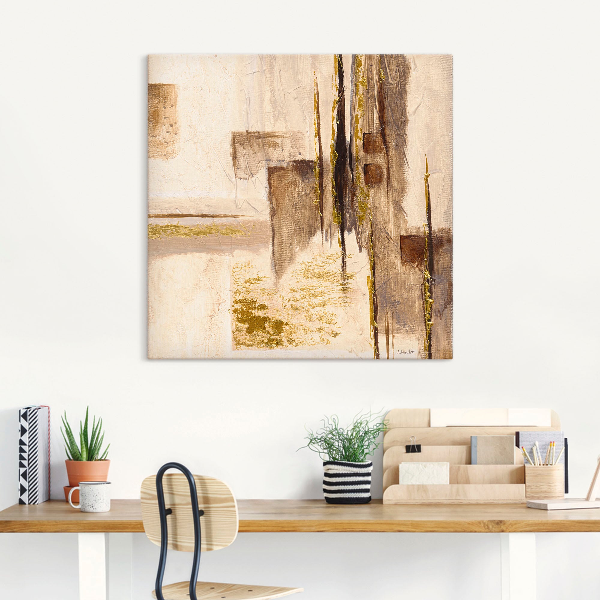 Artland Wandbild »Goldene Silhouette I«, Muster, (1 St.), als Leinwandbild, Wandaufkleber in verschied. Größen