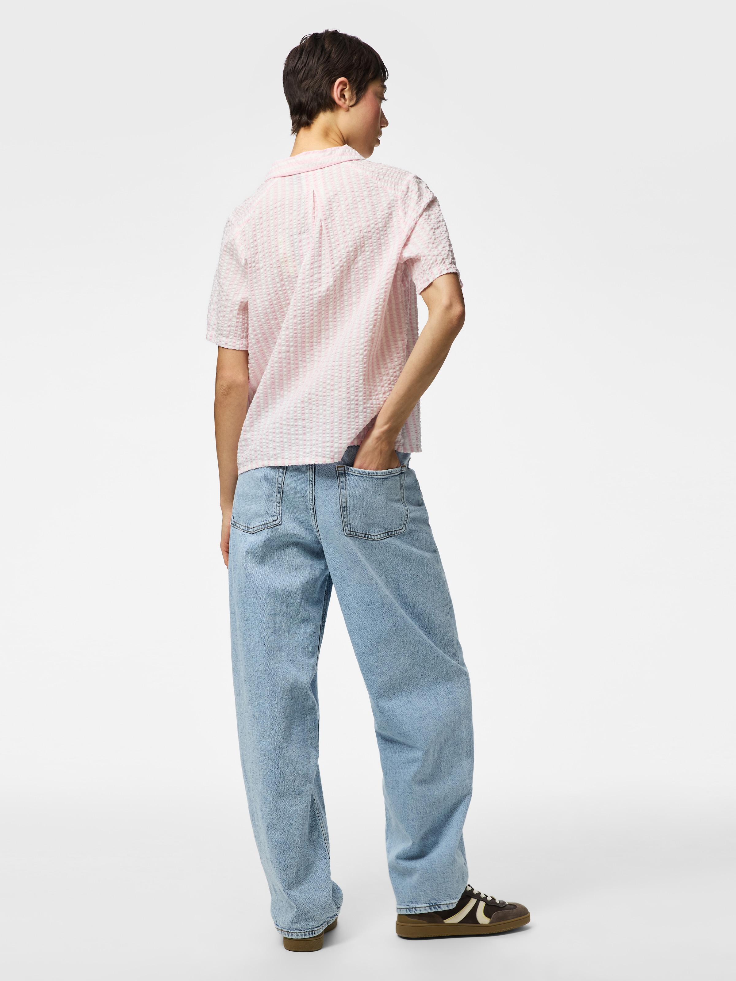 pieces Hemdbluse »PCSTINNA SS SHIRT WVN NOOS BC« mit Streifenmuster