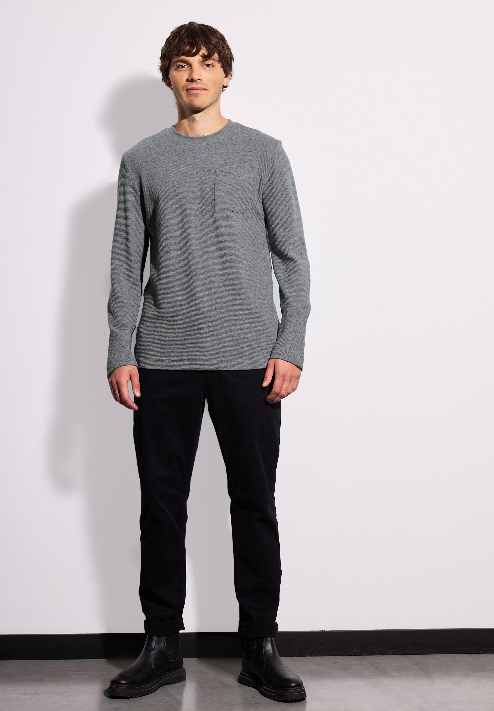 Thumbnail - STREET ONE MEN Langarmshirt aus reiner Baumwolle